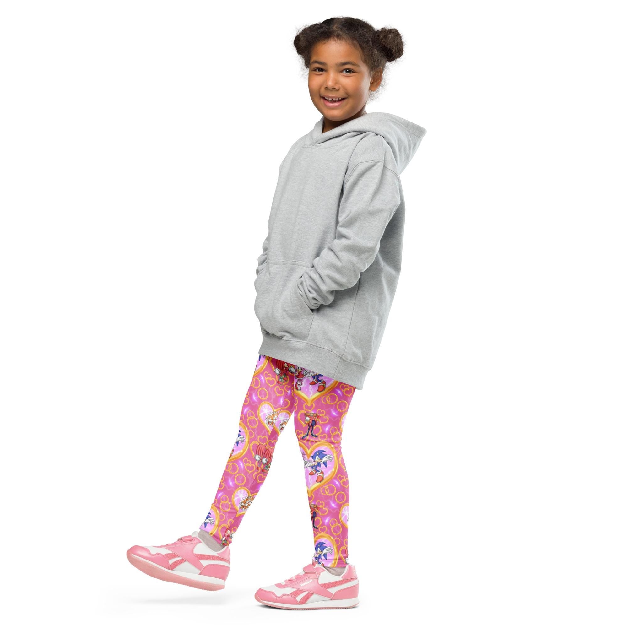 Sonic Girl Kids Leggings: Pink & Blue Gamer Activewear