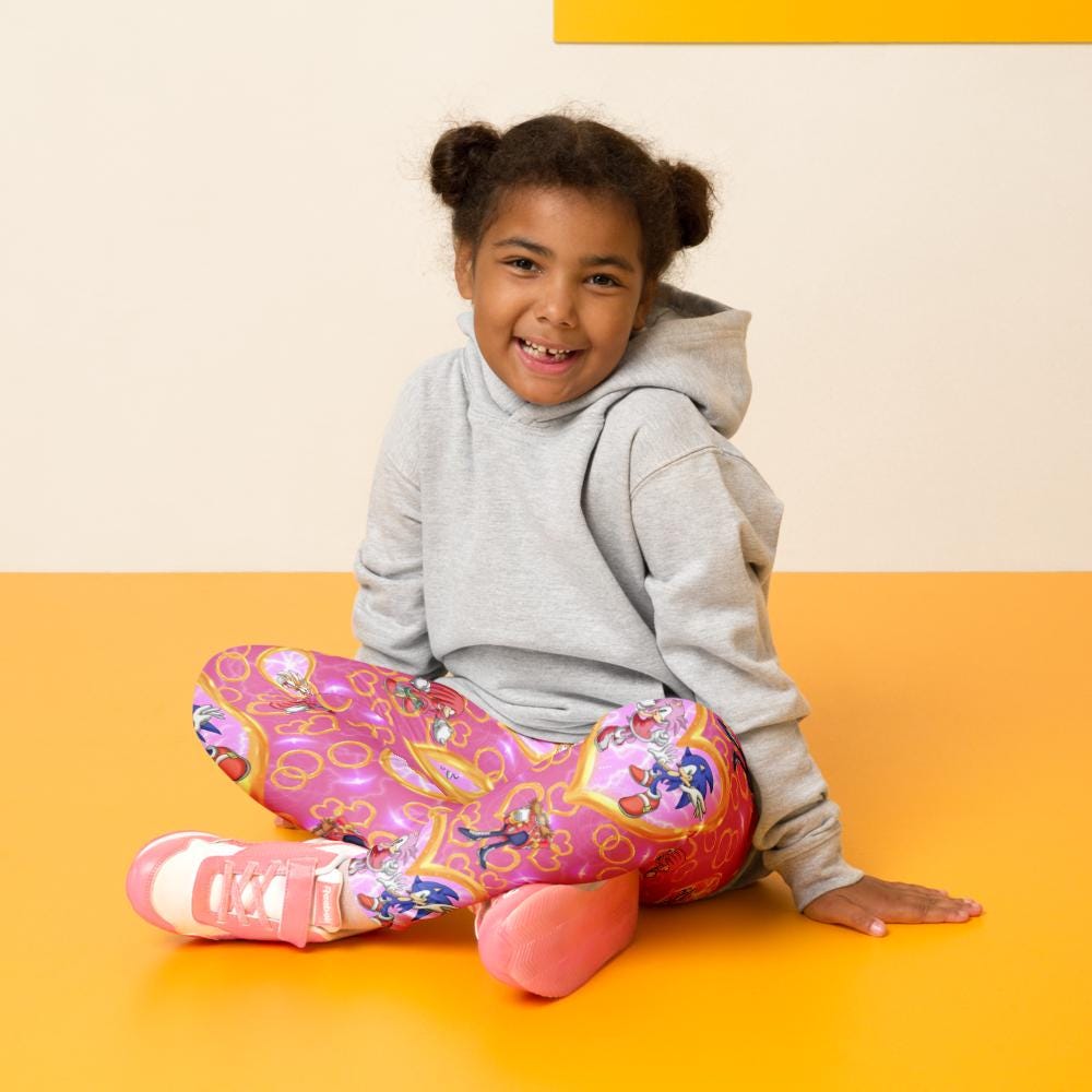 SONIC GIRL Kids Leggings – Pink Sonic & Friends Back to School Pants, Gamer Girl Activewear -Razels