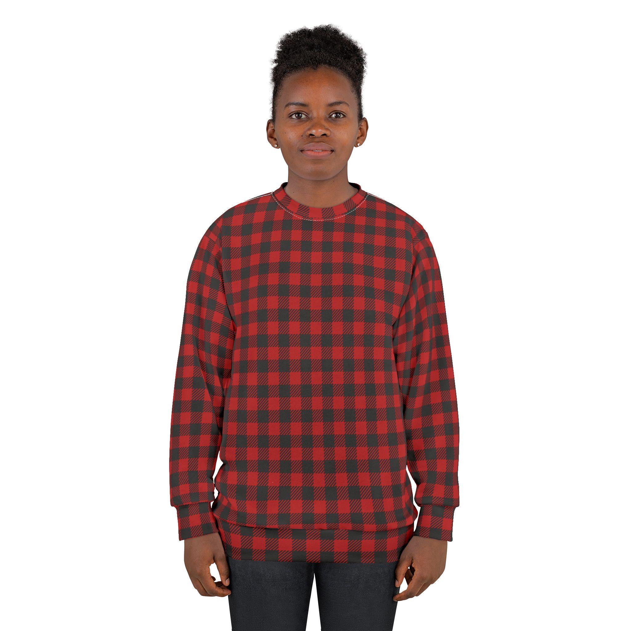 Buffalo Plaid Sweatshirt, Cozy Holiday Unisex Pullover -Razels