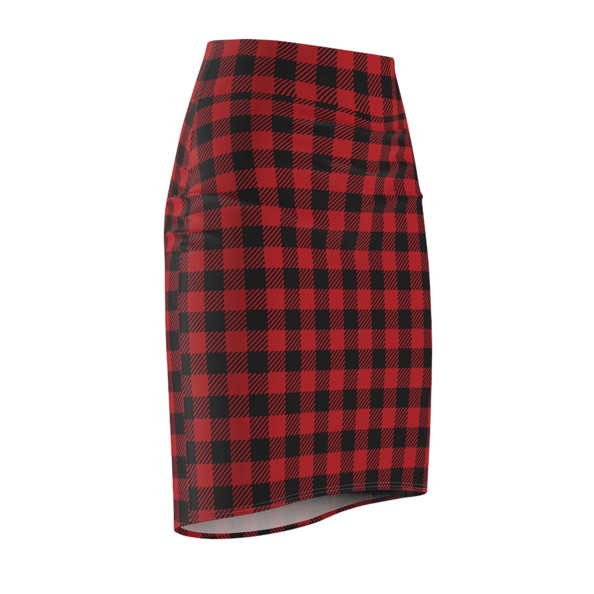 Buffalo Plaid Womens Pencil Skirt , Chic Holiday Outfit -Razels