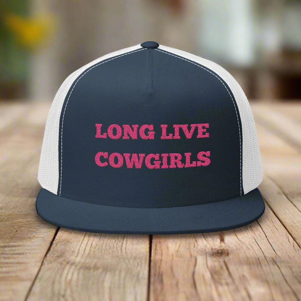 Long Live Cowgirls Trucker Hat - 5 Panel Western Cap, Retro Snapback for Rodeo & Country Concert Summer Outfit -Razels