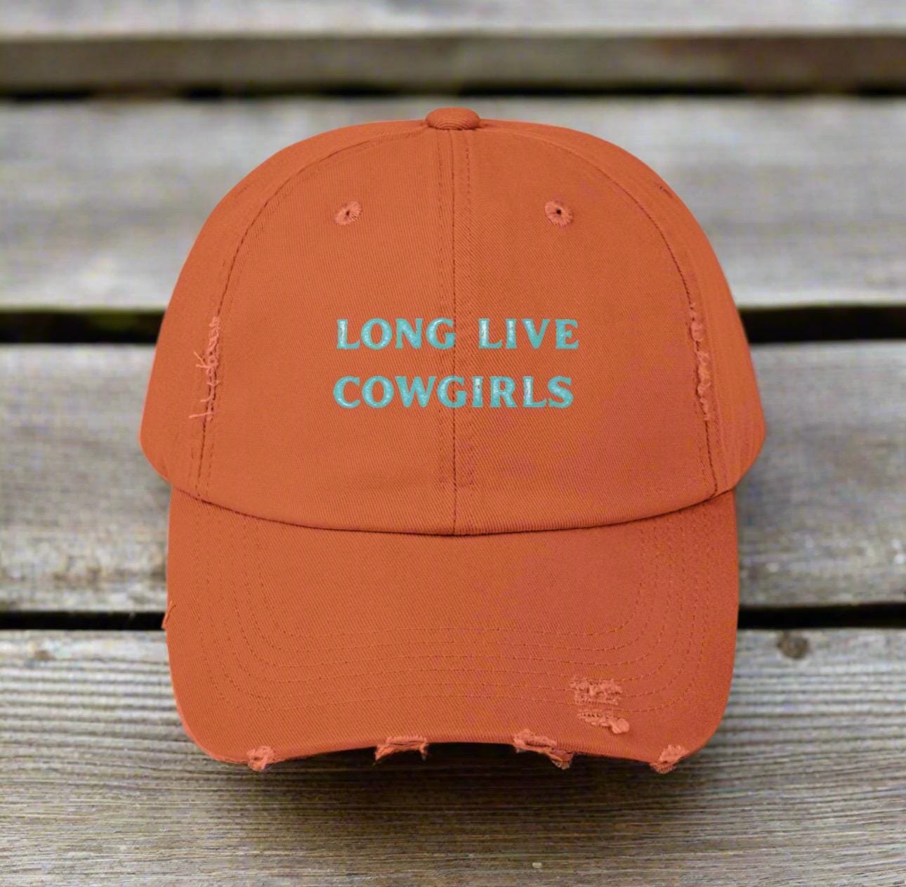 Long Live Cowgirls Hat Distressed Turquoise Western Baseball Cap, Vintage Cowgirl Trucker Rodeo Hat for Women -Razels