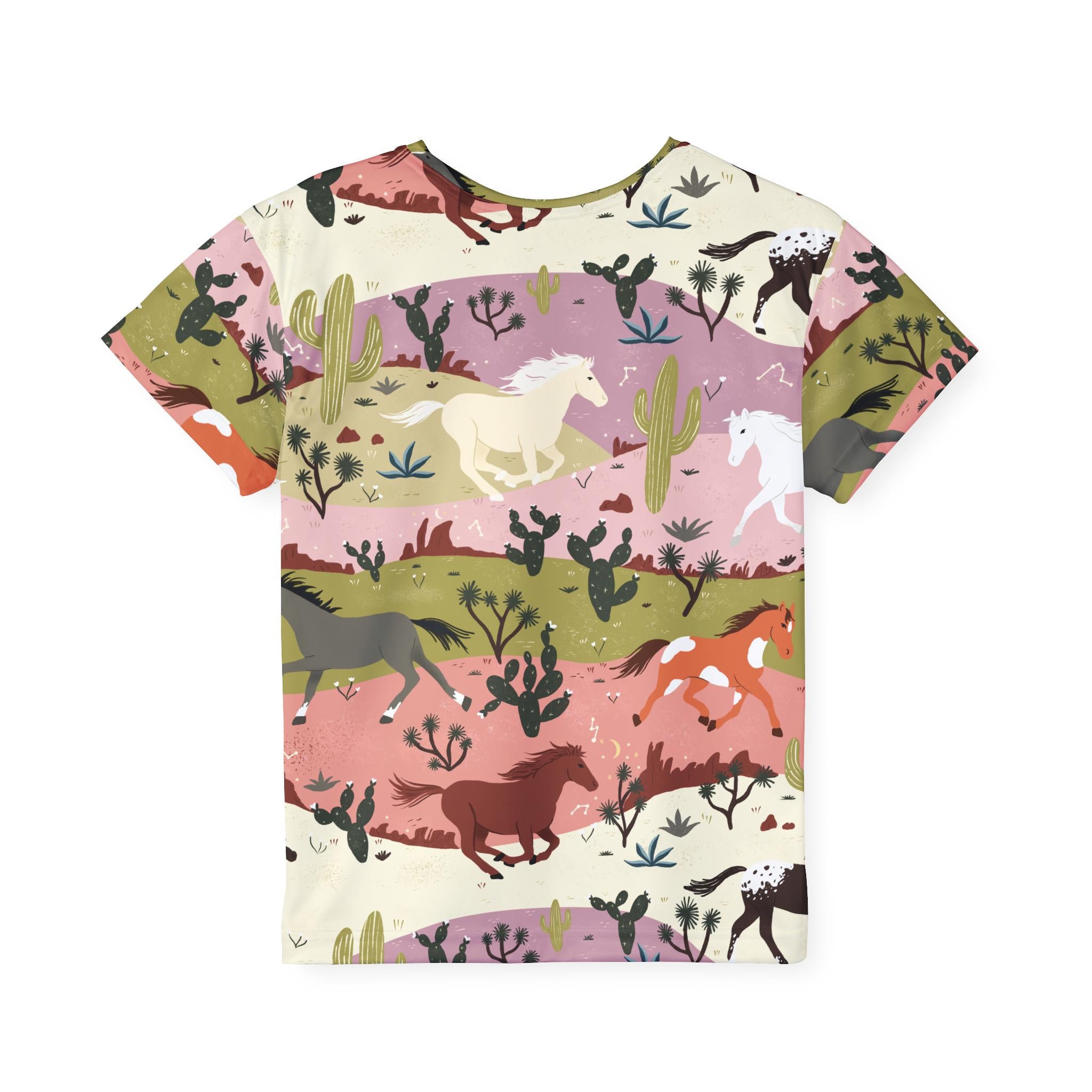 Kids Horse-Themed Sports Jersey, Allover Nature Print, Fun Equestrian Shirt, Gift for Horse-Loving Kids -Razels