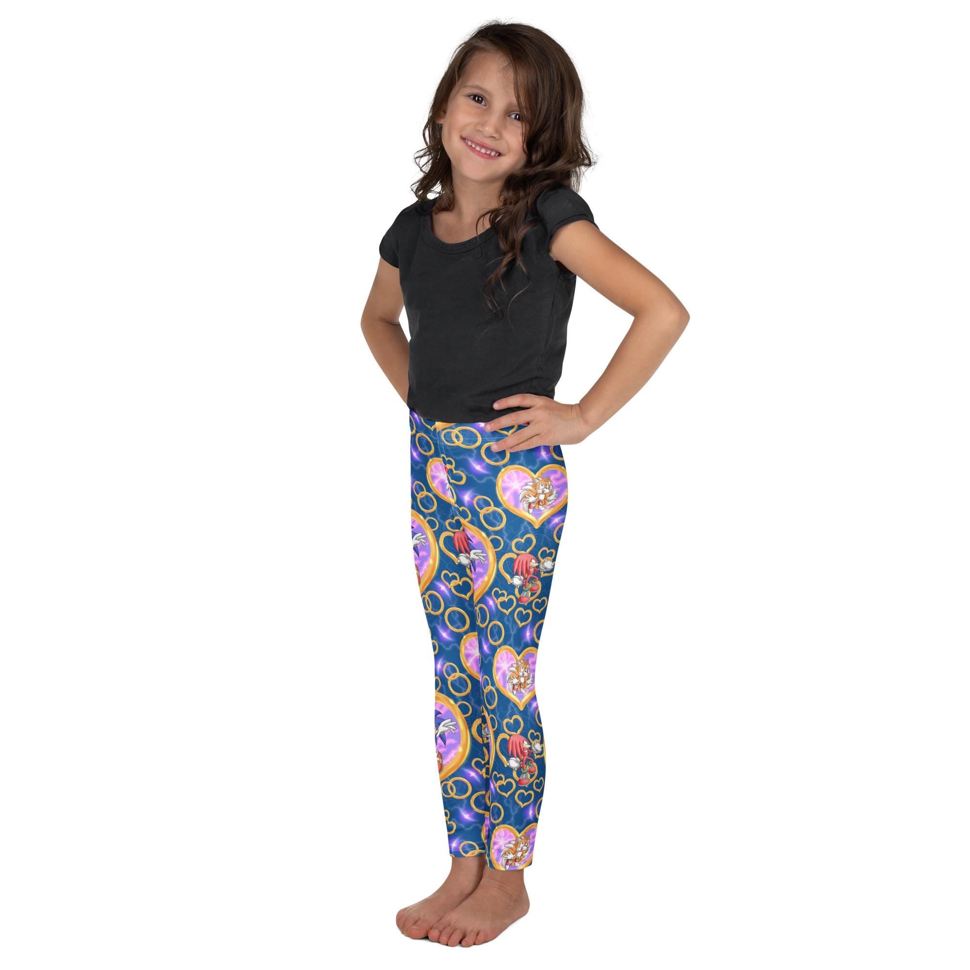 SONIC GIRL Kids Leggings – Pink Sonic & Friends Back to School Pants, Gamer Girl Activewear -Razels