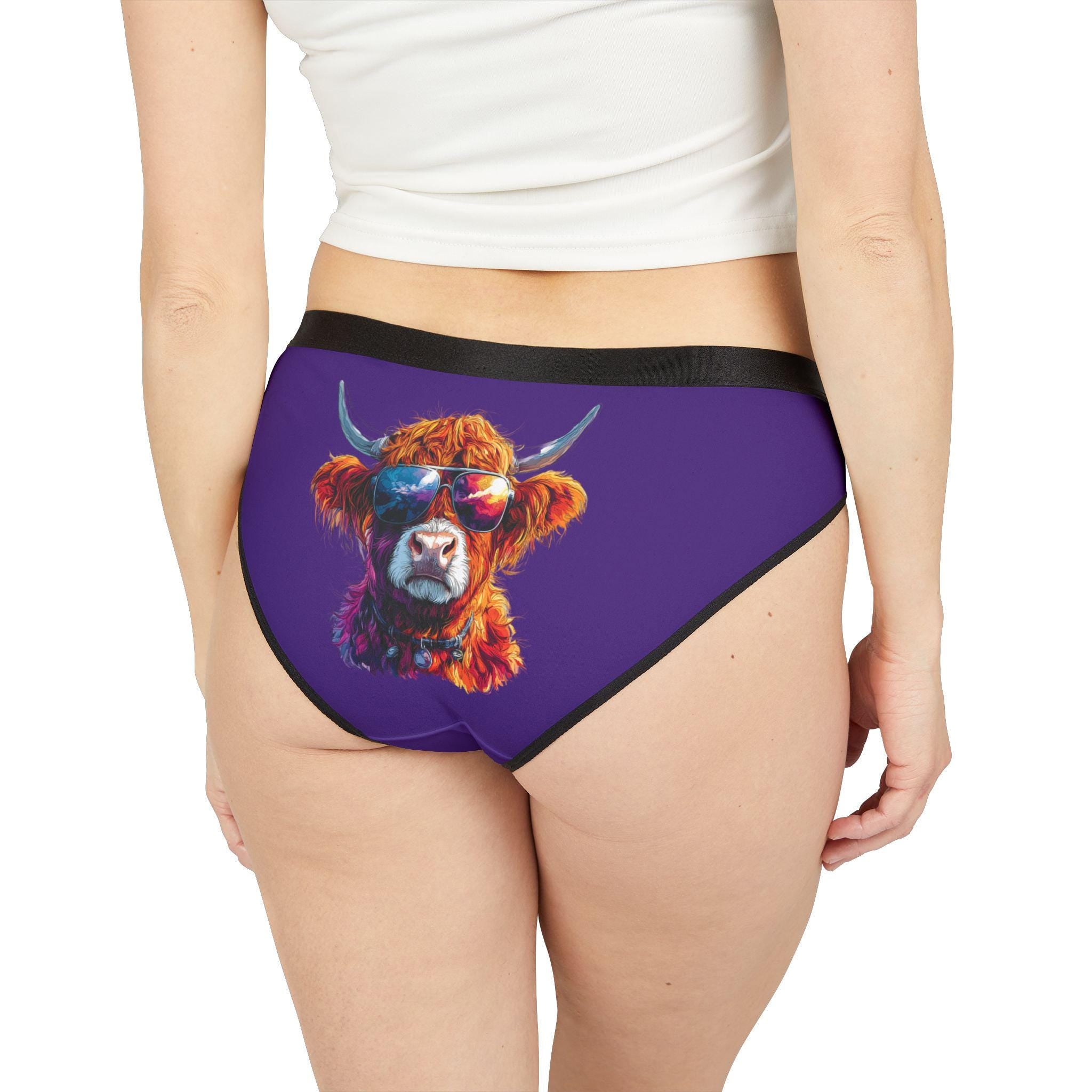 Custom Highland Cow Women's Underwear, Cute Lingerie Gift, Personalized Panties, Christmas Present, Cow Lover Undergarment, Funny Undies