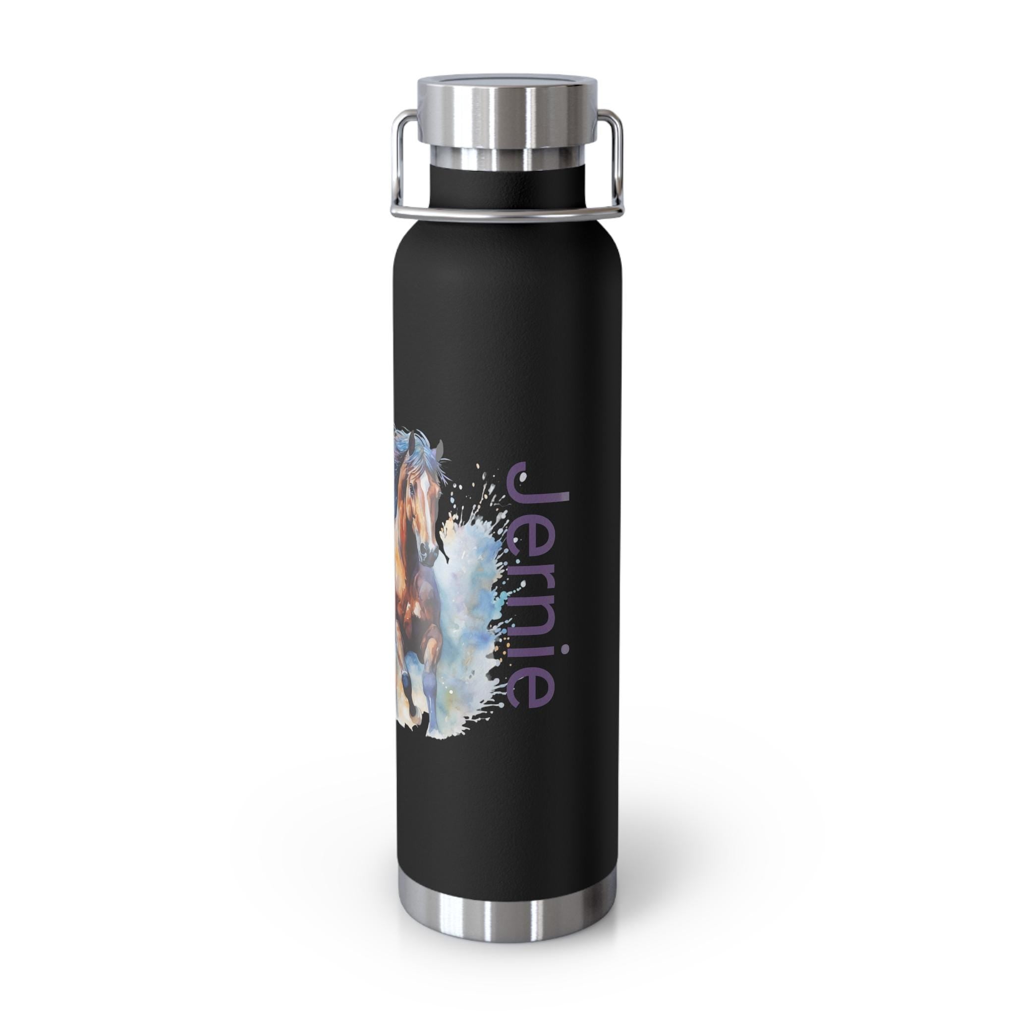 Watercolor Horse Custom Name Water Bottle, 22oz Stainless Steel Insulated Bottle for Kids or Horse Lovers -Razels