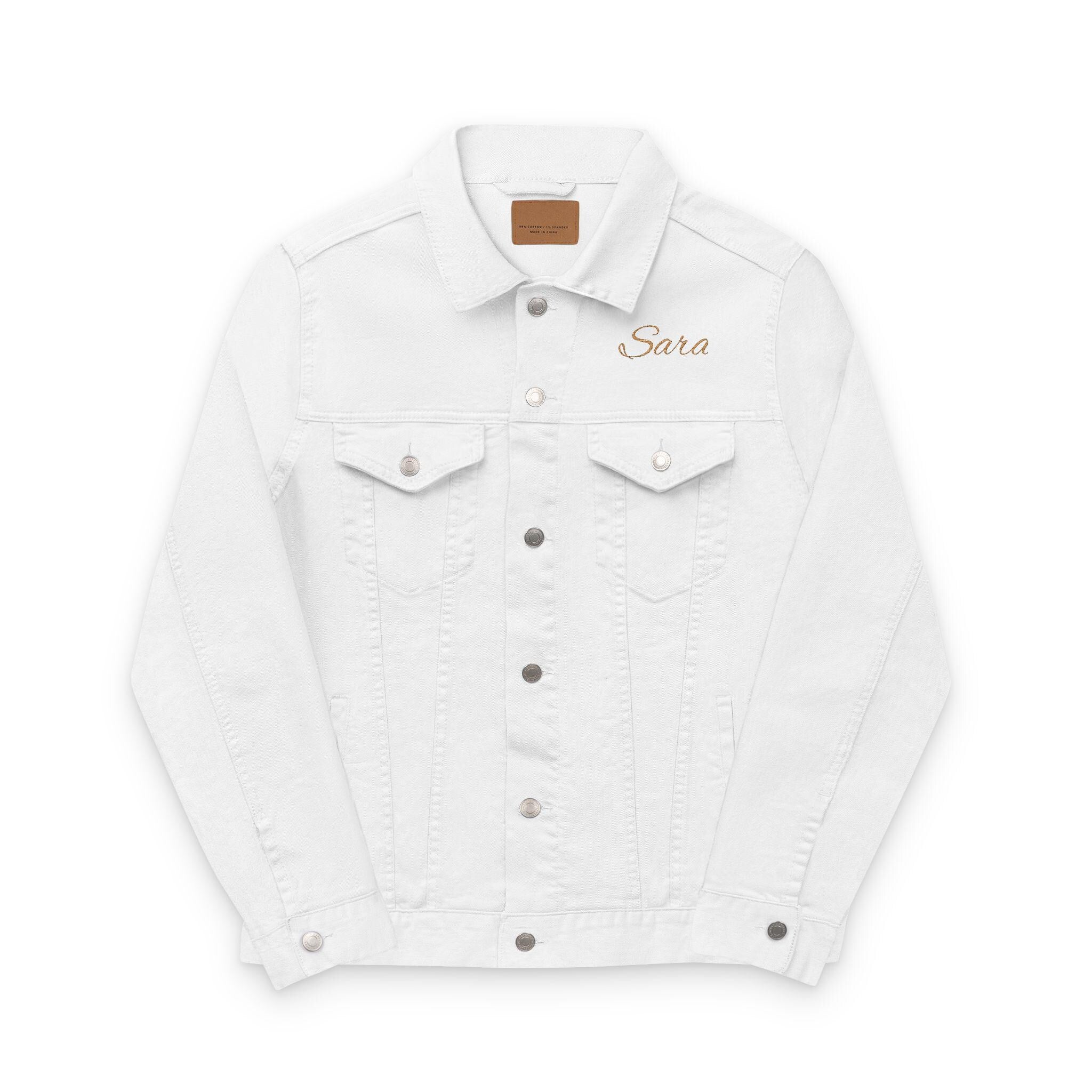 Custom Embroidered Denim Jacket, Bride Jean Jacket -Razels