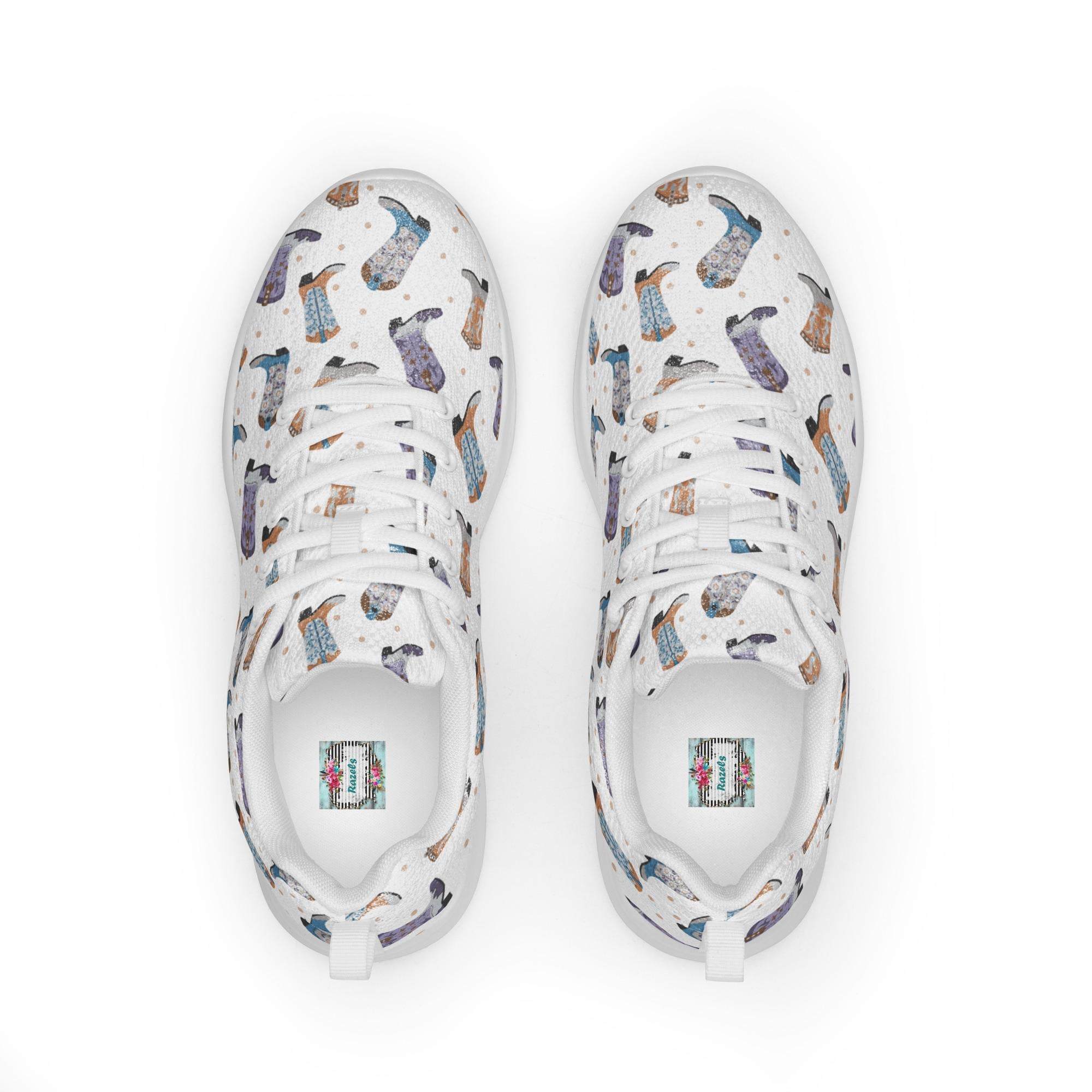 Cowboy Boot Athletic Sneakers | Western Lace-Up Shoes | Lightweight Flyknit Sneakers | Cowgirl Walking Shoes