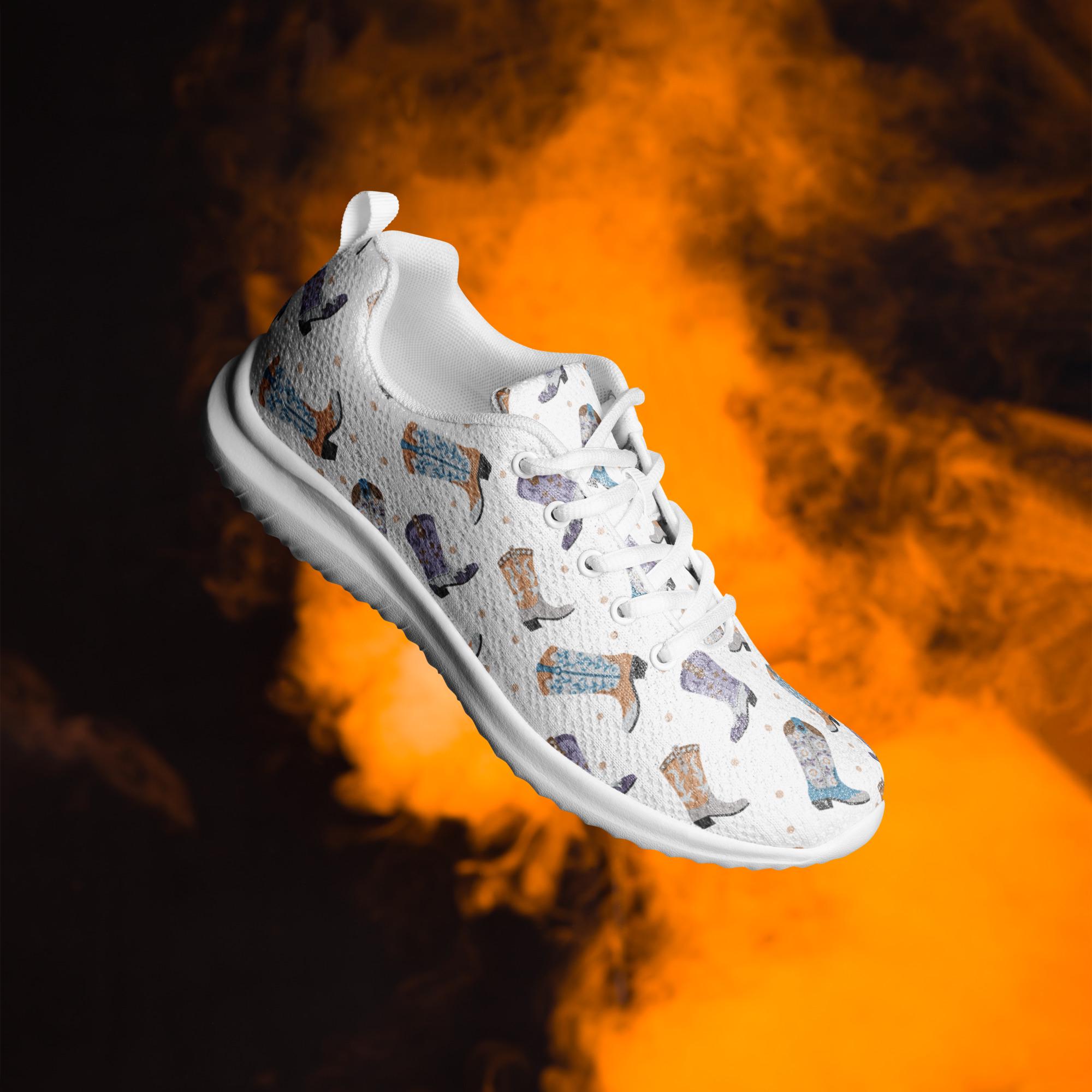 Cowboy Boot Athletic Sneakers | Western Lace-Up Shoes | Lightweight Flyknit Sneakers | Cowgirl Walking Shoes