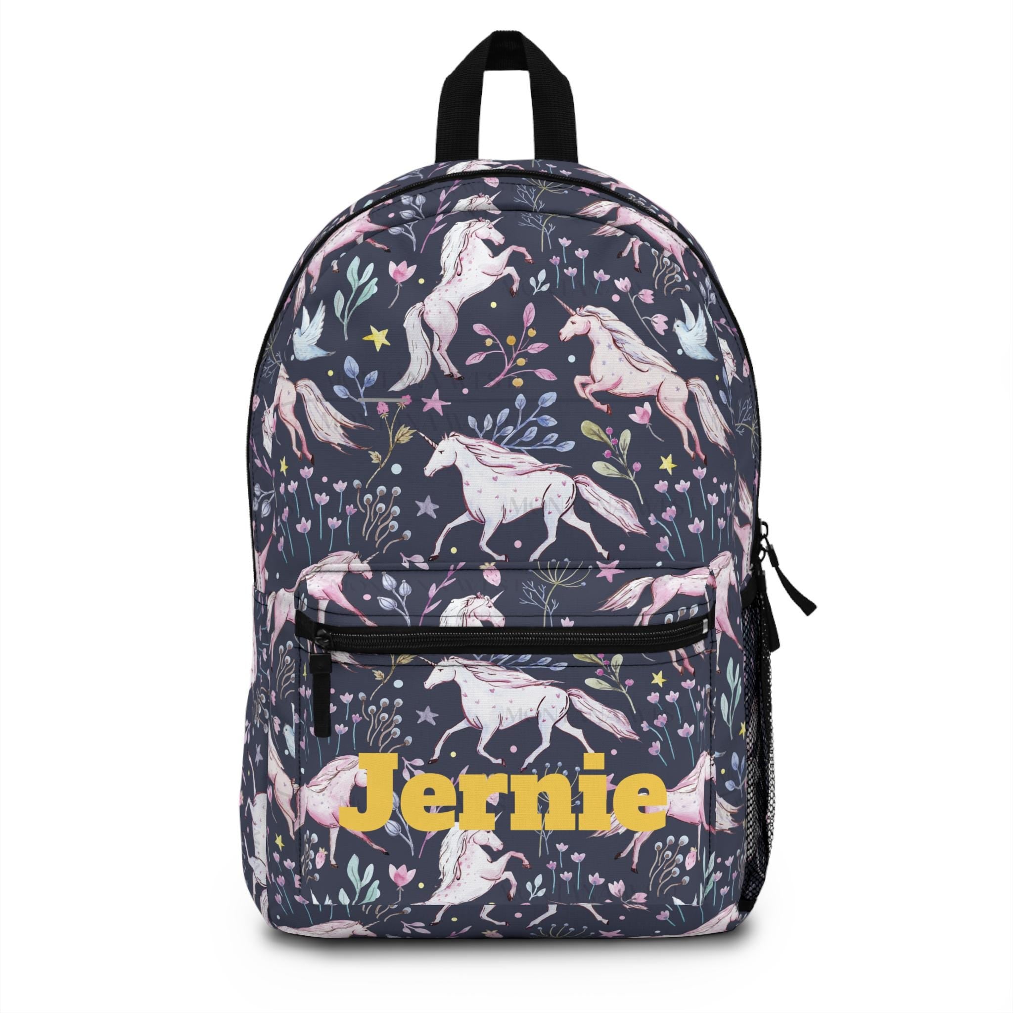 Personalized Unicorn Backpack for Girls, Custom Name Kids Bag Unicorns & Flowers -Razels