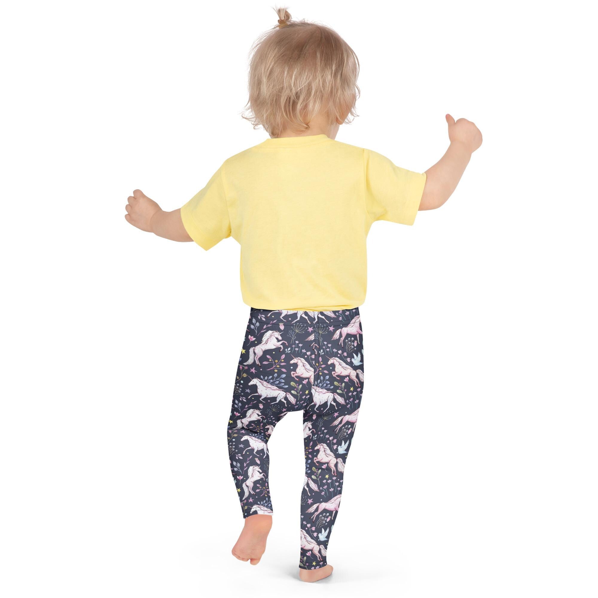 Unicorn Kid's Leggings, Navy Unicorns and Flower Pants, back to School Shopping