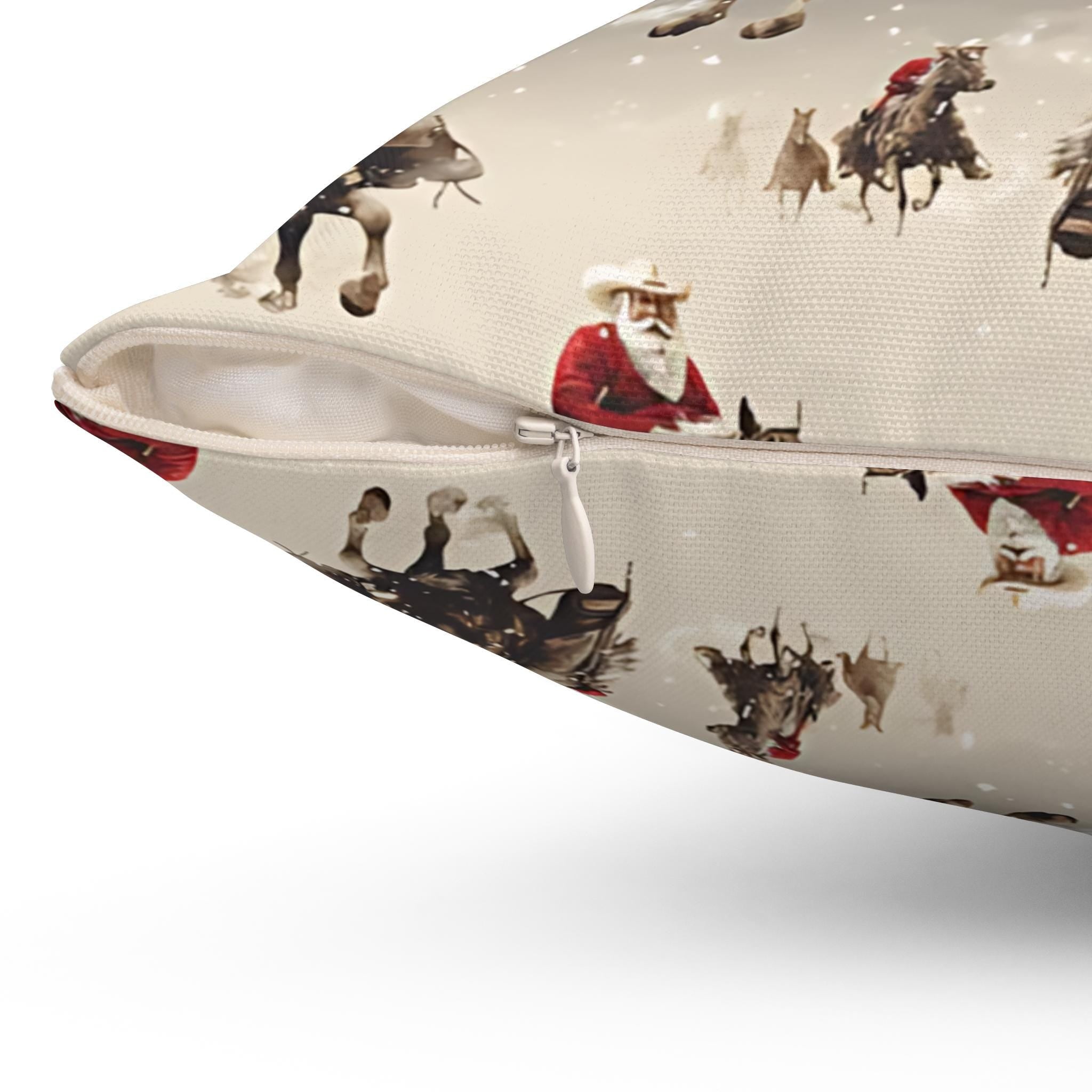 Cowboy Santa Pillow: Western Christmas Accent, Spun Polyester -Razels