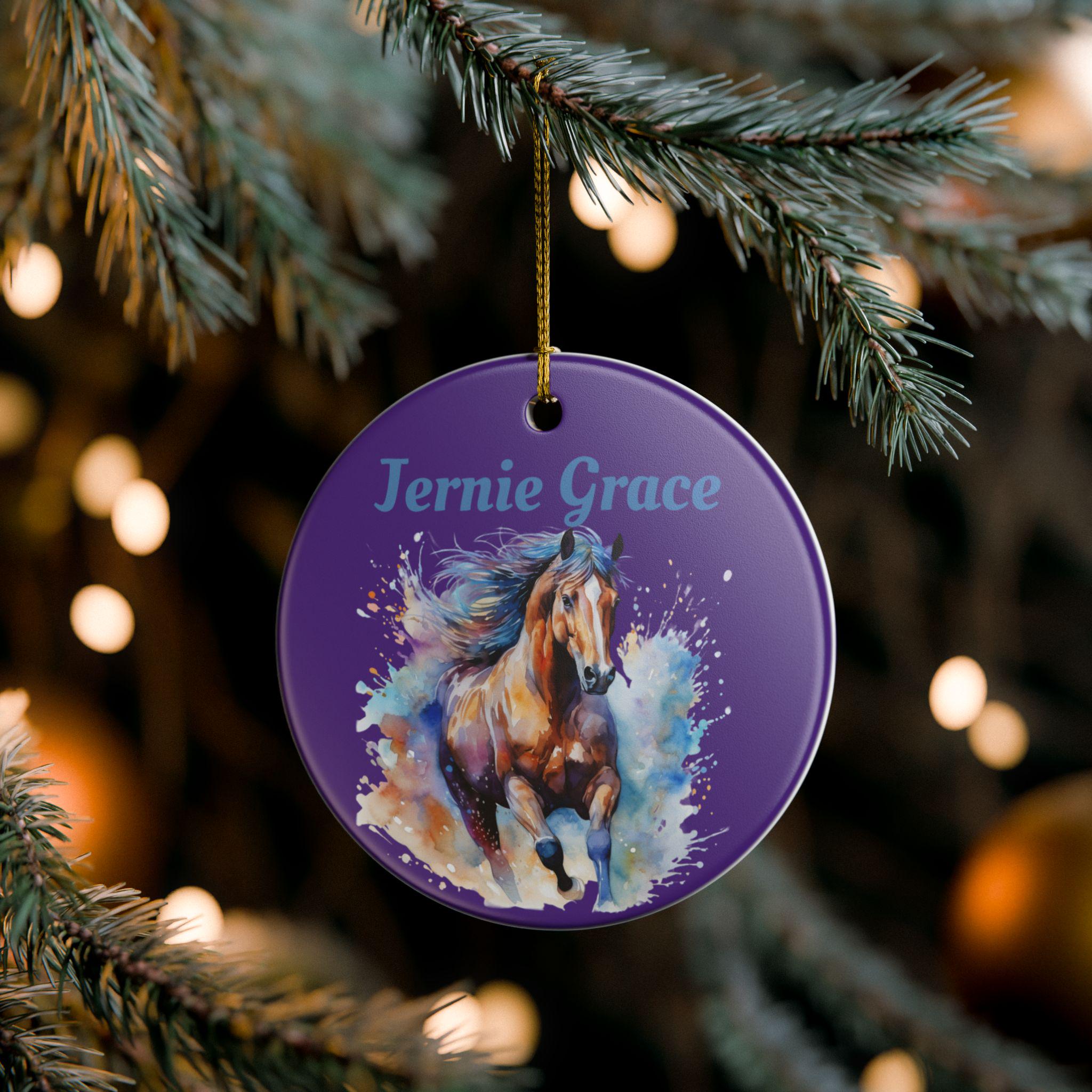 Personalized Ceramic Horse Decoration Ornament, Custom Name Gift for Horse Lovers -Razels