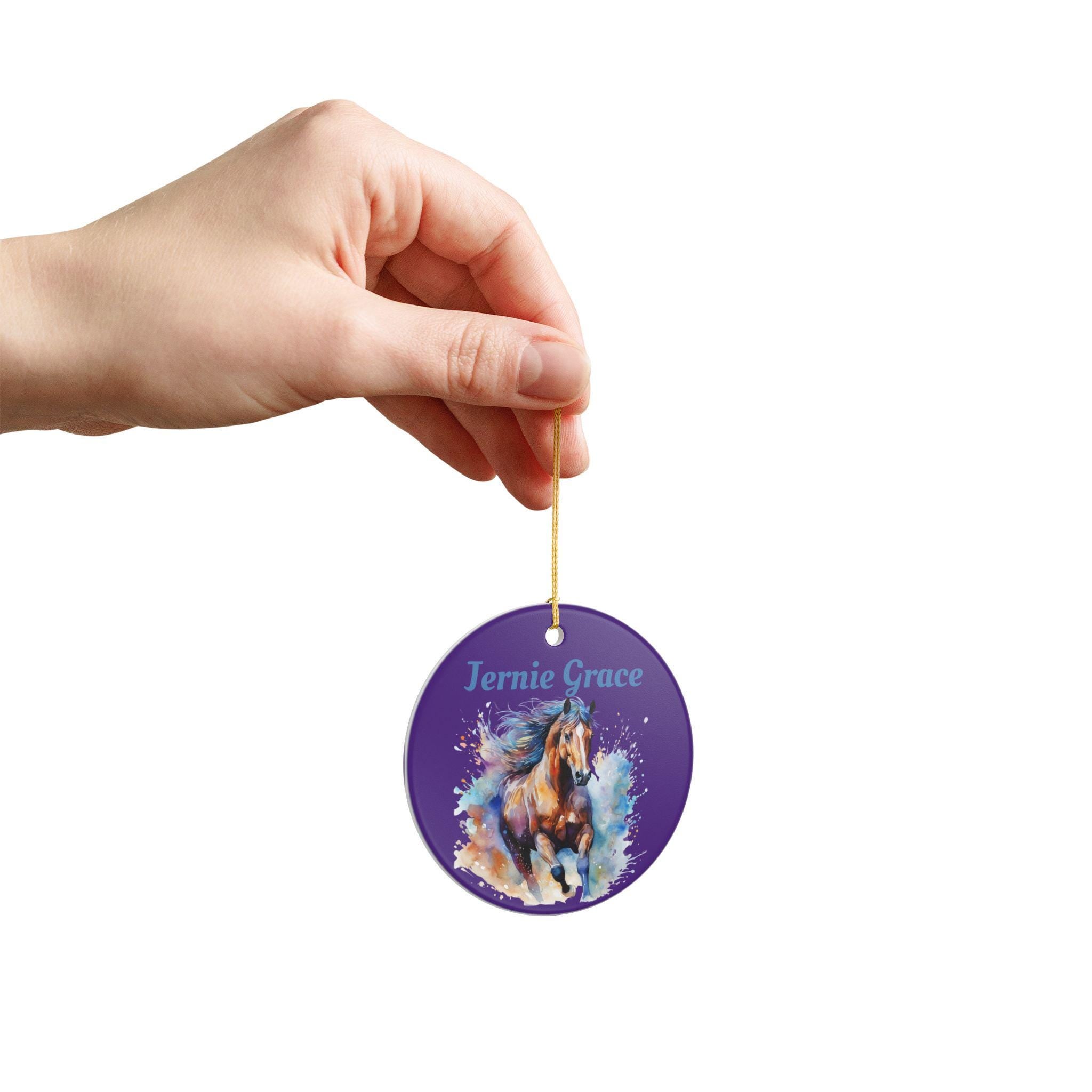 Personalized Ceramic Horse Ornament: Custom Equestrian Gift -Razels