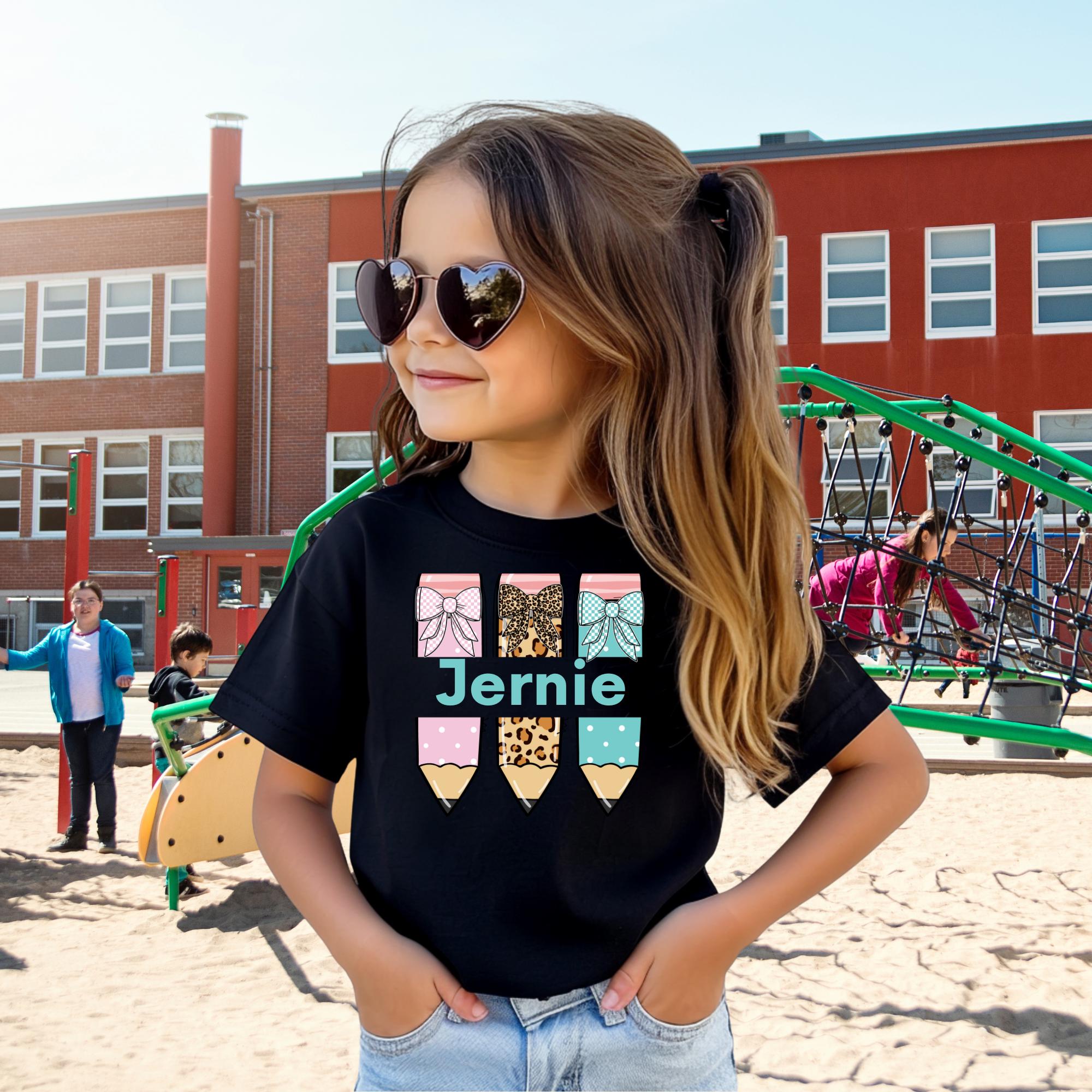 Personalized Back to School Shirt, Name in Pencils -Razels