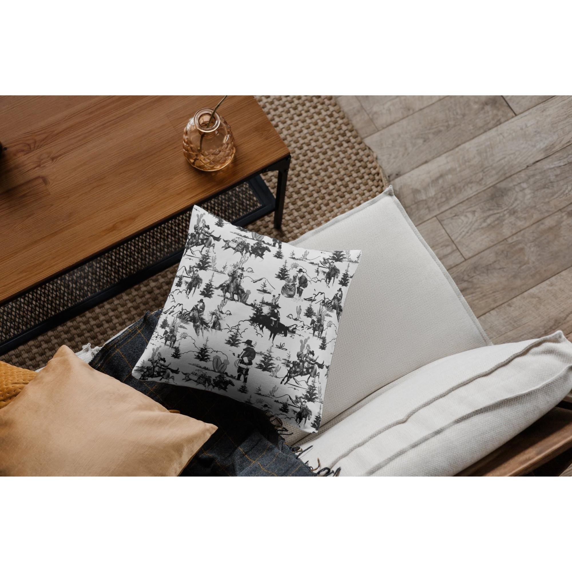 Black & White Cowboy Santa Christmas Pillow – Western Holiday Statement 🎅🏽✨
Saddle up, Santa! This black, grey, and white Cowboy Santa pillow brings holiday spirit with a western twist. Whether you're decorating your ranch home or just want to stand out from the sea of red-and-green, this chic neutral-toned accent piece is the perfect blend of festive and fashionable. Toss it on a bold-colored couch or pair it with vibrant pillows for a holiday look that pops.