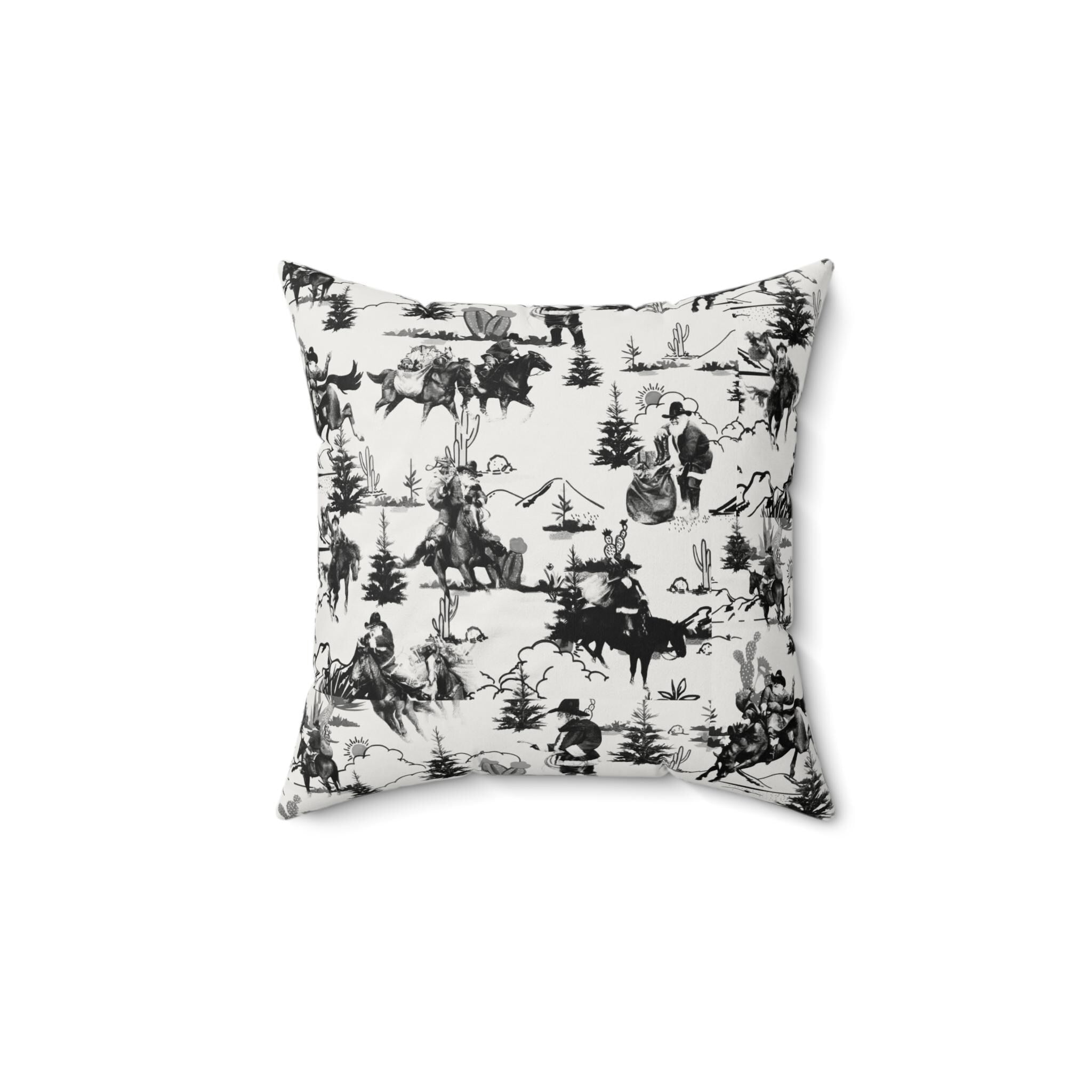 Cowboy Santa Christmas Pillow: Western Holiday Decor, Faux Suede Throw Pillow -Razels