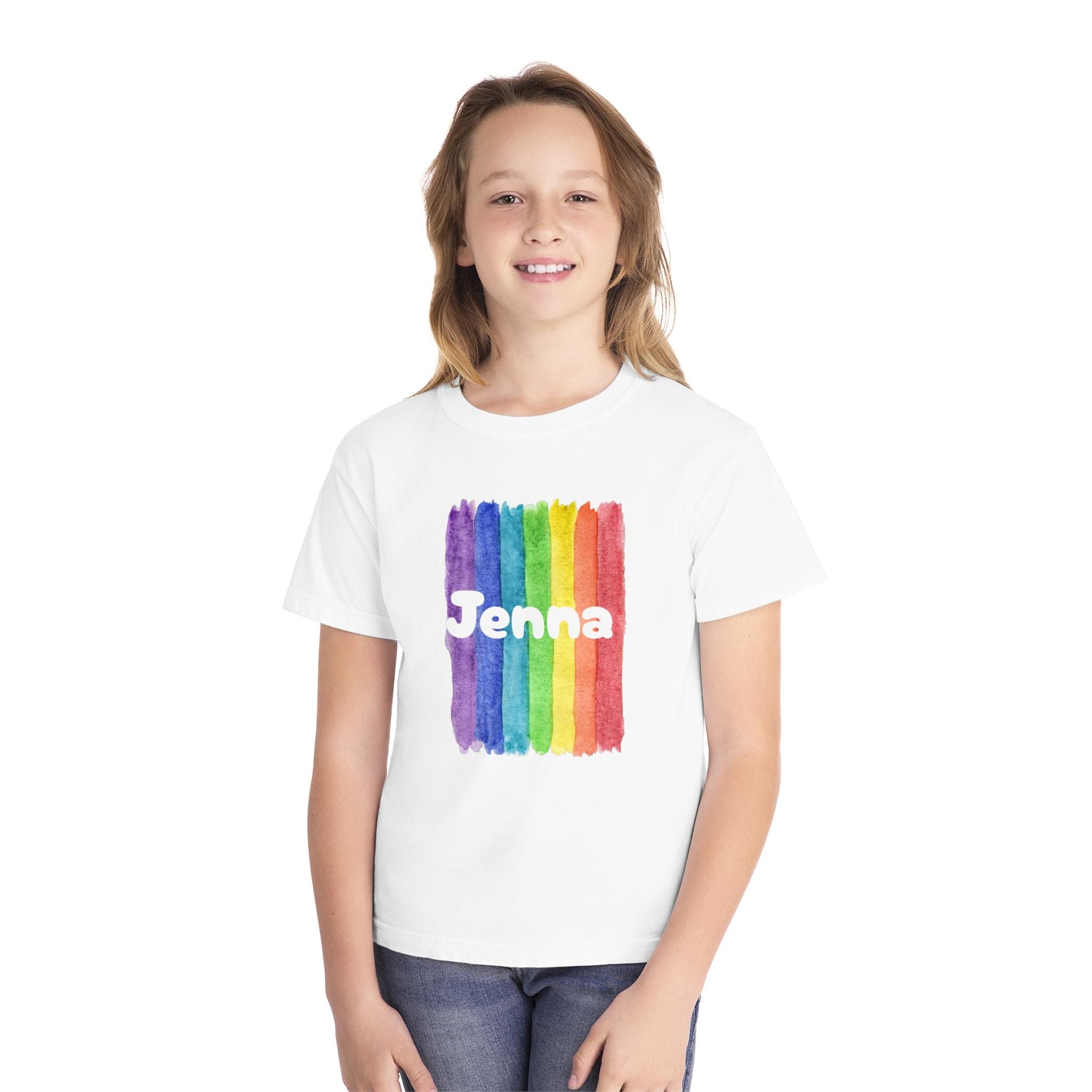 Personalized Rainbow Youth Tee, Custom Name Tee for Back to School , Fun Kids T-Shirt, Back to School Shirt