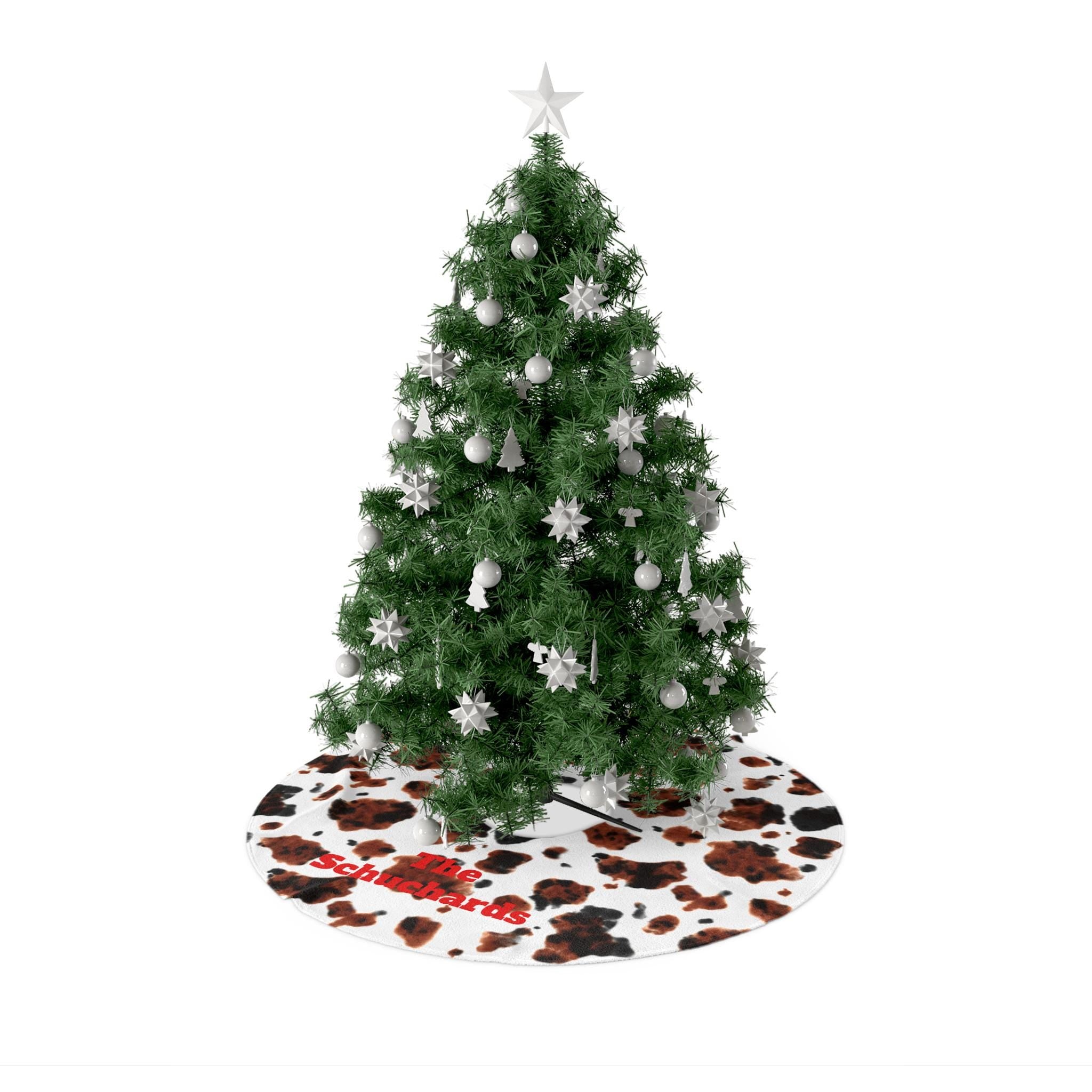 Personalized Cow Print Christmas Tree Skirt: Western Holiday Fleece Decor -Razels