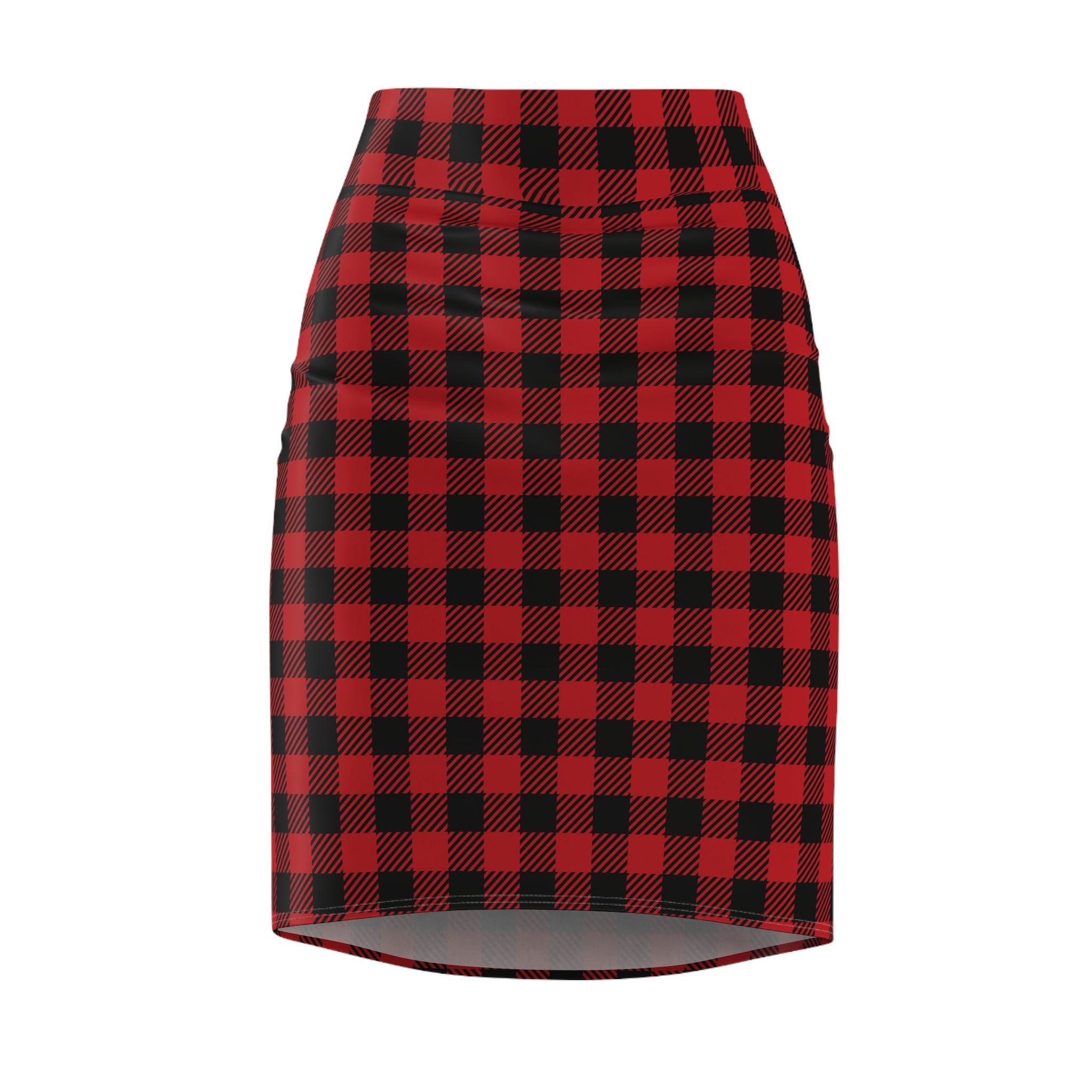 Buffalo Plaid Womens Pencil Skirt , Chic Holiday Outfit -Razels