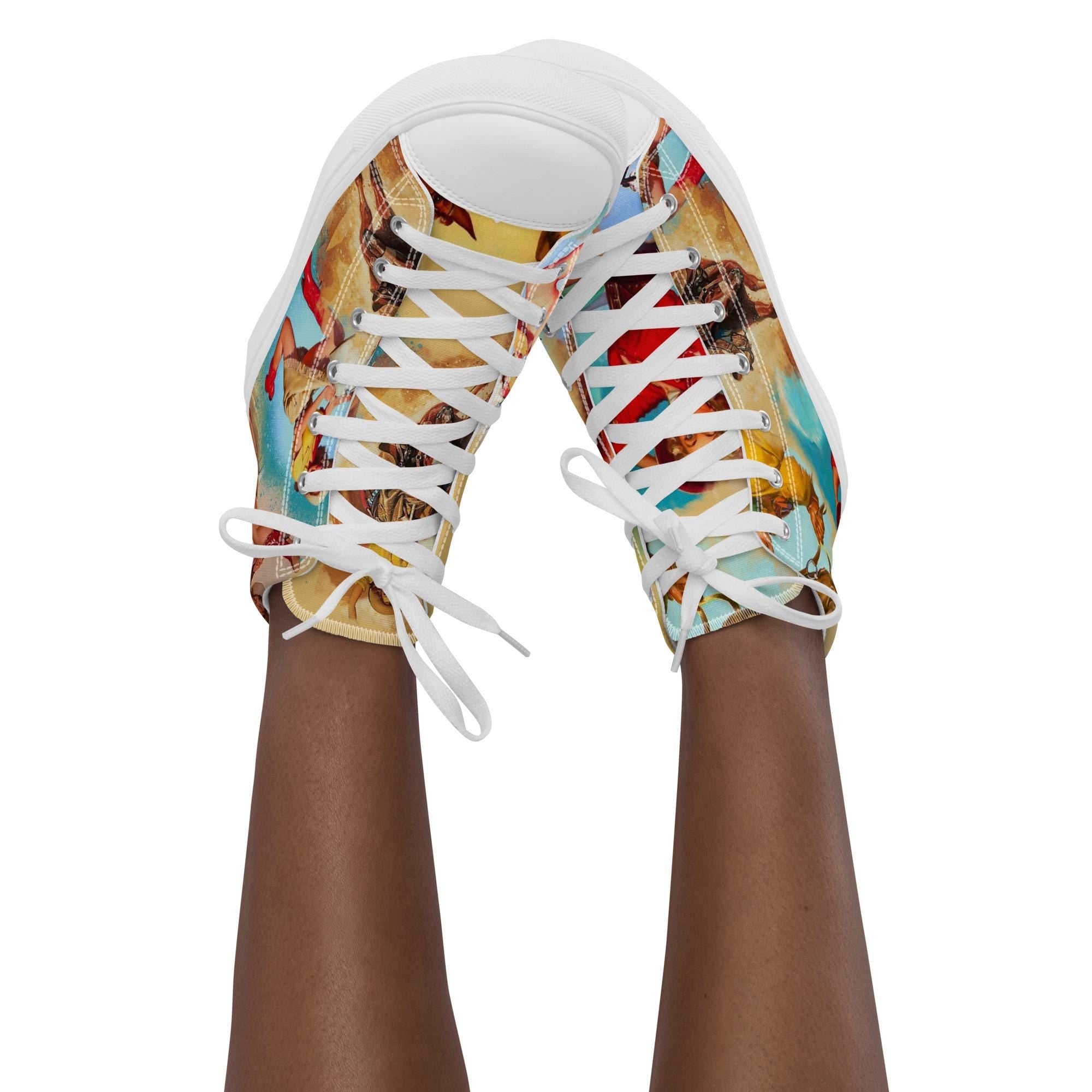 Western Shoes - Women's Vintage Cowgirl Sneakers | Retro Cowgirl Tennis Shoes .
š¤ Authentic Vintage Cowgirl Design - Classic Western artwork featuring cowgirls in action
š High-Top Canvas Style - Timeless silhouette with Western twist
š Retro Western Fashion - Perfect for rodeos, country concerts, or casual Western wear
šŖ All-Day Comfort - Soft insole and breathable lining for comfortable wear
šØ Coordinated Details - Matching soles and laces for polished Western look