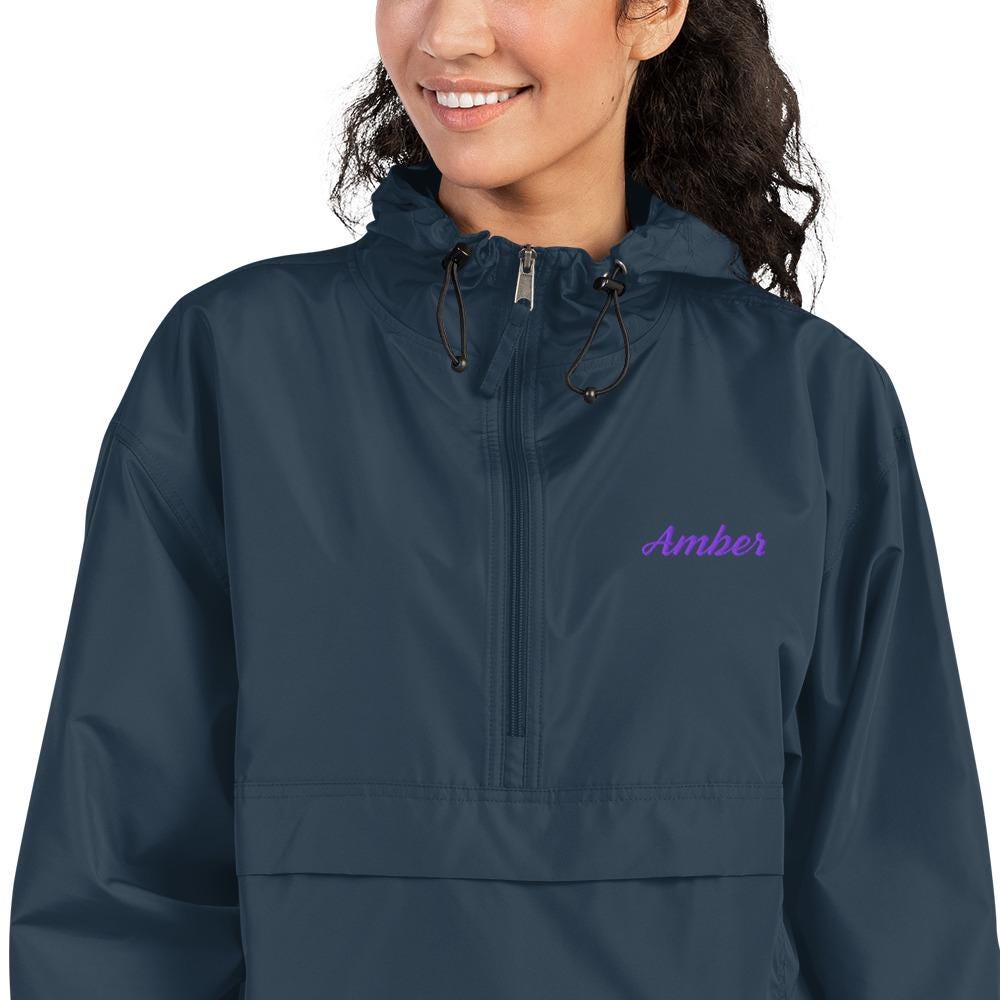 Custom Embroidered Champion Packable Jacket – Rain & Wind Pullover with Name or Logo | Team, Work, Business Outerwear