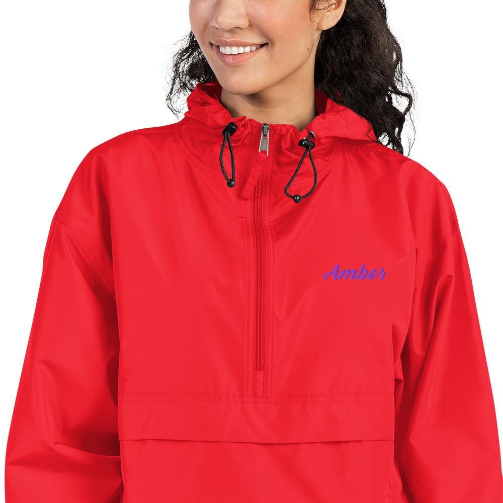 Custom Embroidered Champion Packable Jacket – Rain & Wind Pullover with Name or Logo | Team, Work, Business Outerwear