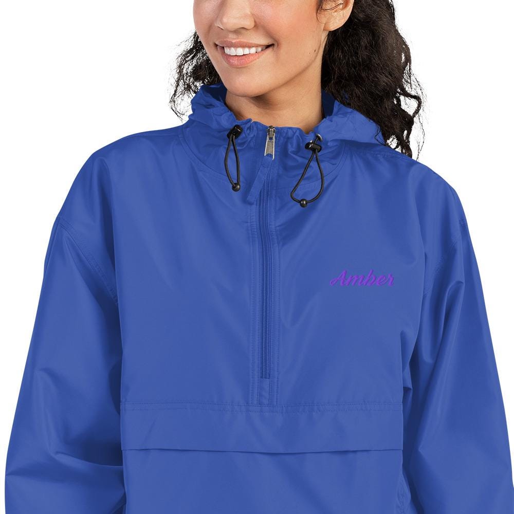 Custom Embroidered Champion Packable Jacket – Rain & Wind Pullover with Name or Logo | Team, Work, Business Outerwear