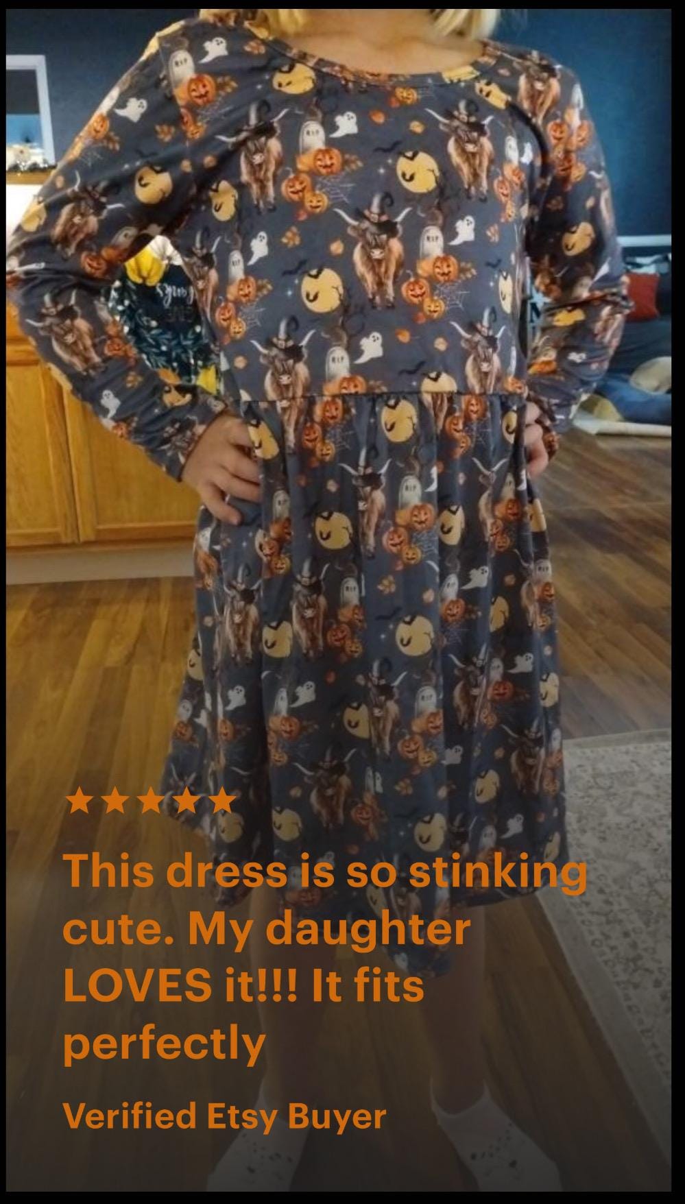 Girls' Highland Cow Halloween Dress: Western PumpkinOutfit -Razels