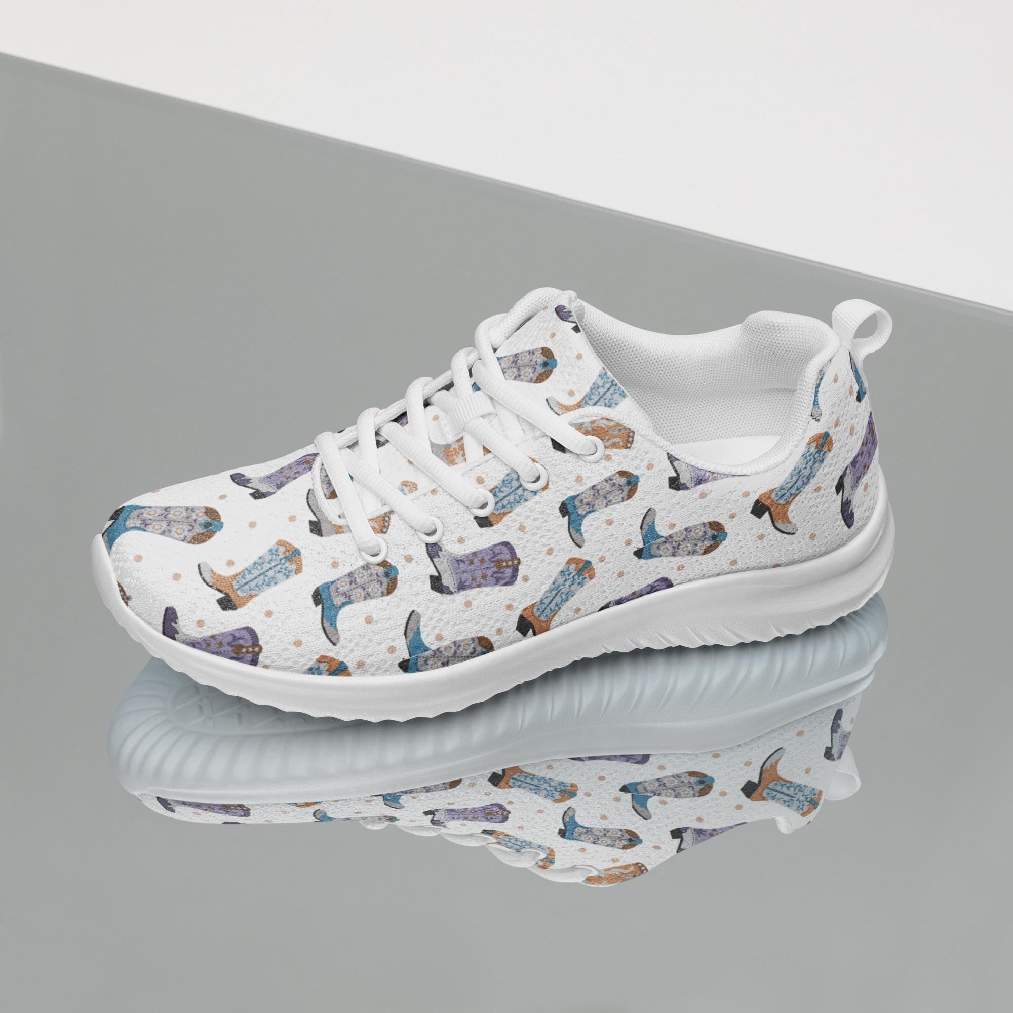 Cowboy Boot Athletic Sneakers | Western Lace-Up Shoes | Lightweight Flyknit Sneakers | Cowgirl Walking Shoes