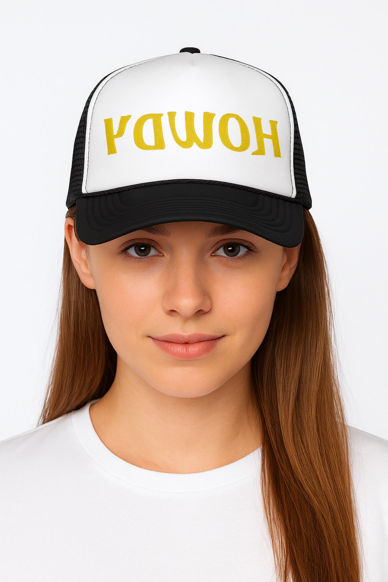 Backwards HOWDY Trucker Hat, Embroidered Foam Cap -Razels