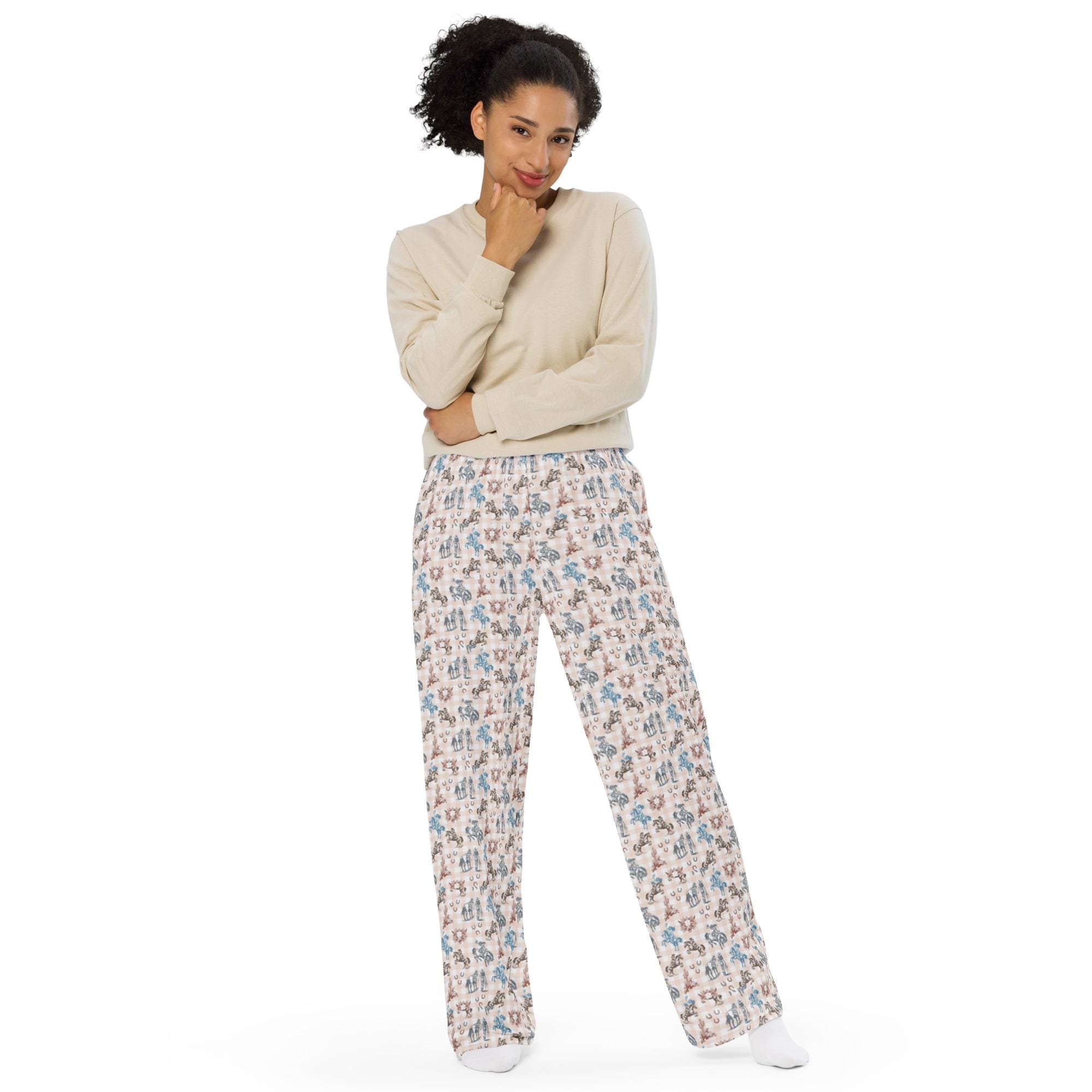 All-Over Print Cowgirl Wide-Leg Pants | Retro Western Unisex Lounge Pants