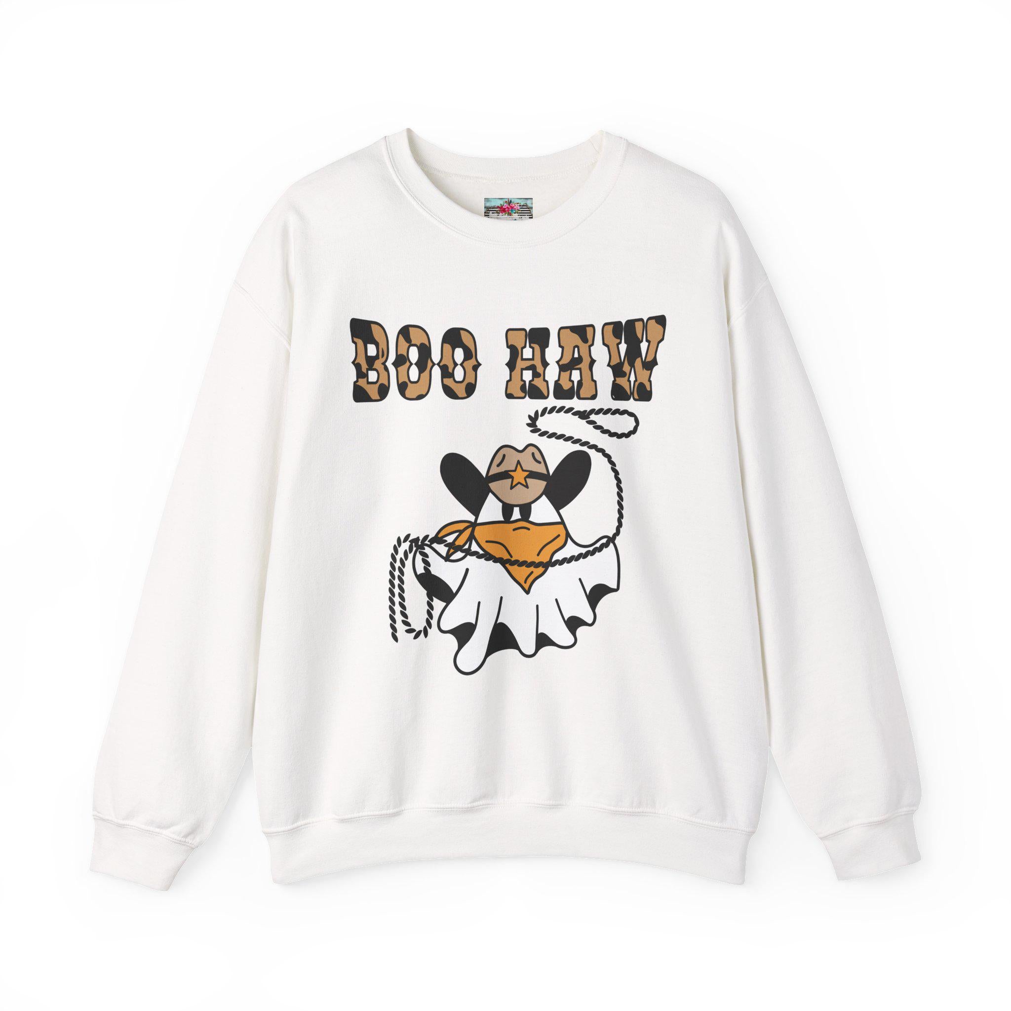 Spooky Cowgirl Ghost Sweatshirt: Western Boo Haw Halloween Fleece Crewneck -Razels
