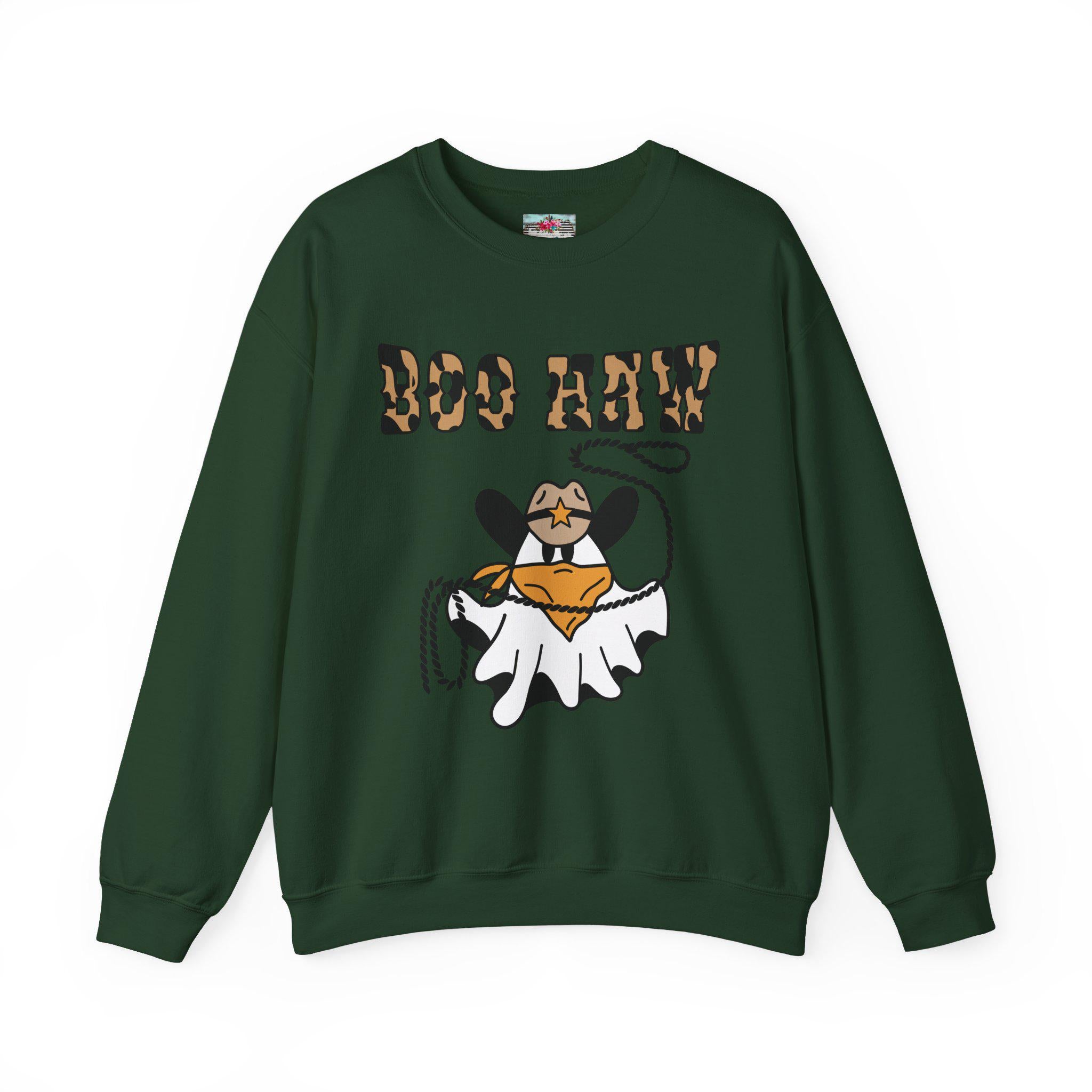 Spooky Cowgirl Ghost Sweatshirt: Western Boo Haw Halloween Fleece Crewneck -Razels