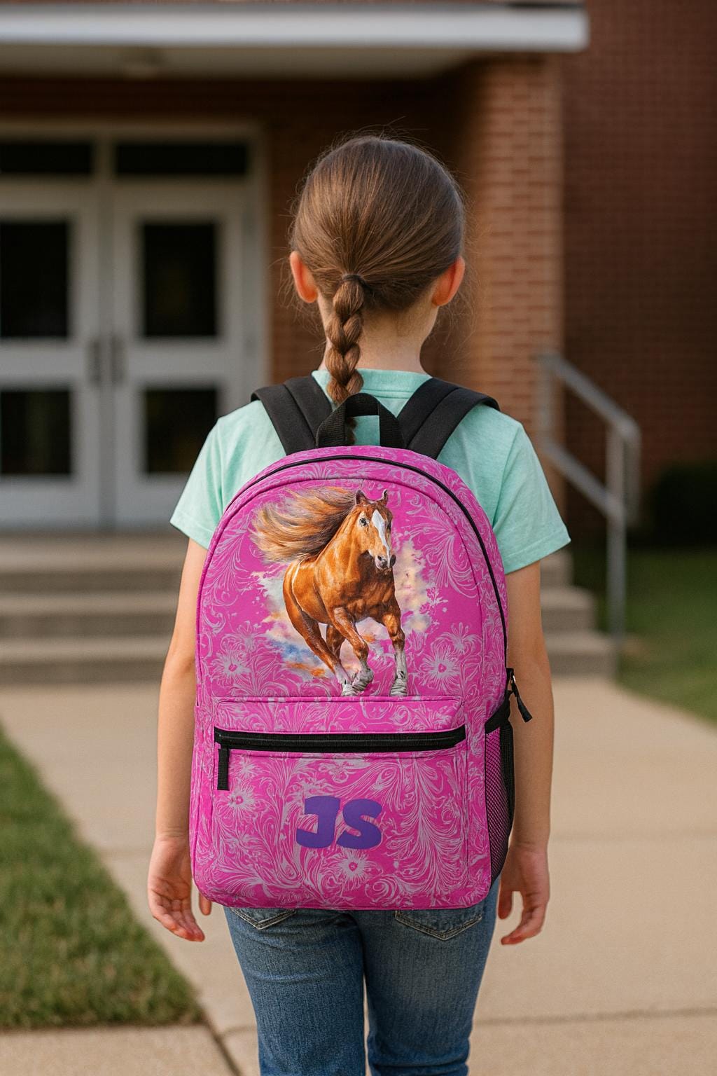 Personalized Horse Lover’s Floral Backpack – Hot Pink & Light Purple Tooled Print, Watercolor Horse + Custom Initials
Meet Jernie’s pick! This vibrant backpack pops with a hot-pink base, a light-purple tooled-leather print, and a watercolor horse on the front—finished with your initials for a made-just-for-you look. Perfect for school, travel, or any horse-loving cowgirl who loves to stand out.
✓ Eye-catching watercolor horse + custom initials
✓ Hot pink base with light-purple tooled overlay