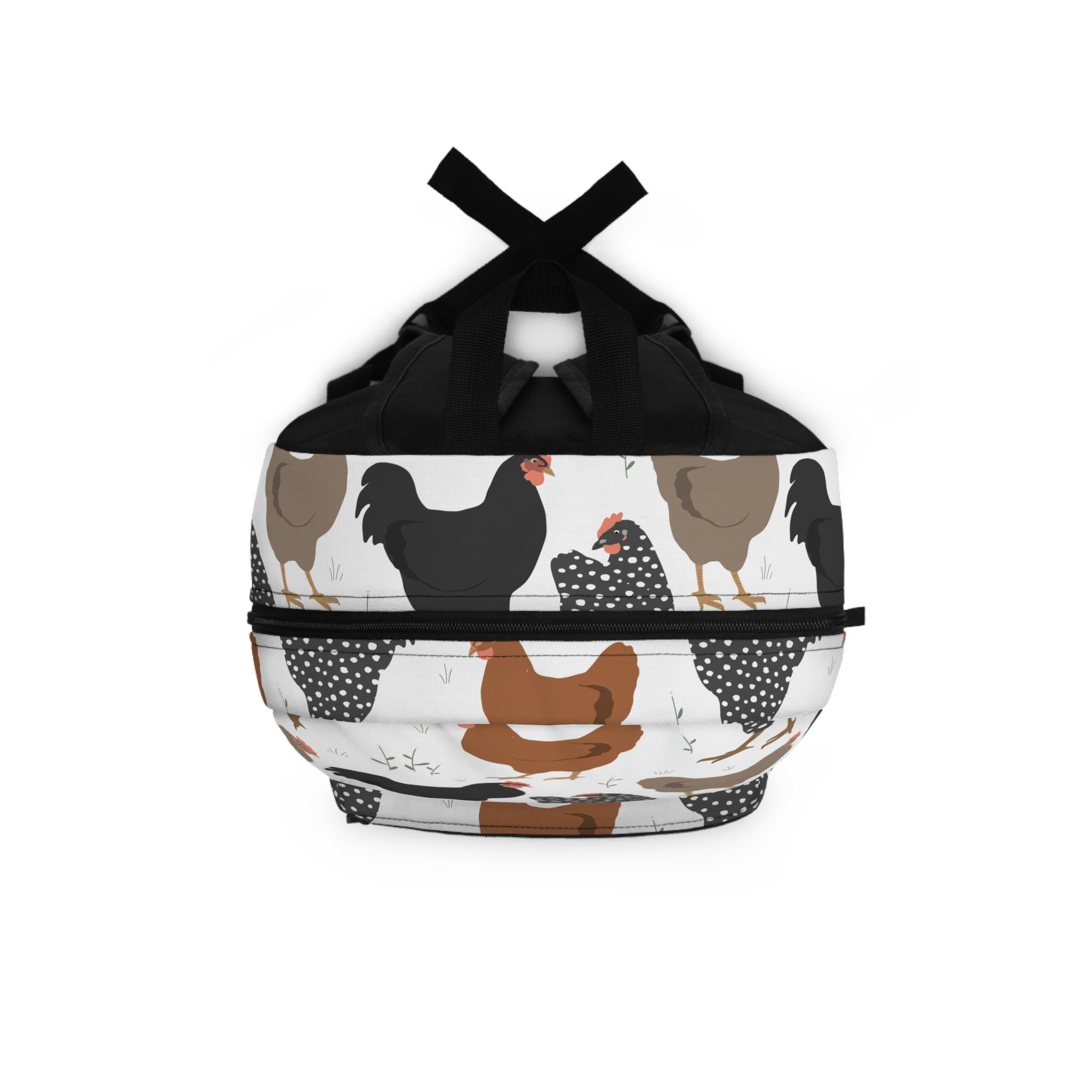 Custom Chicken Backpack – Personalized Name, Farm Hen Print, 17" School Bag w/ Laptop Sleeve
Cluck yeah! This roomy, durable backpack brings farm-fresh style to school days and errands. Add your name or initials for a custom finish kids (and chicken-loving grownups) adore.
✓ Personalization: add a name/initials (printed exactly as typed)
✓ 4 compartments: main zip (13L), front zip, side bottle pocket, interior laptop/tablet sleeve
✓ One size: 17" H × 12.5" W × 5" D (±0.5&qu