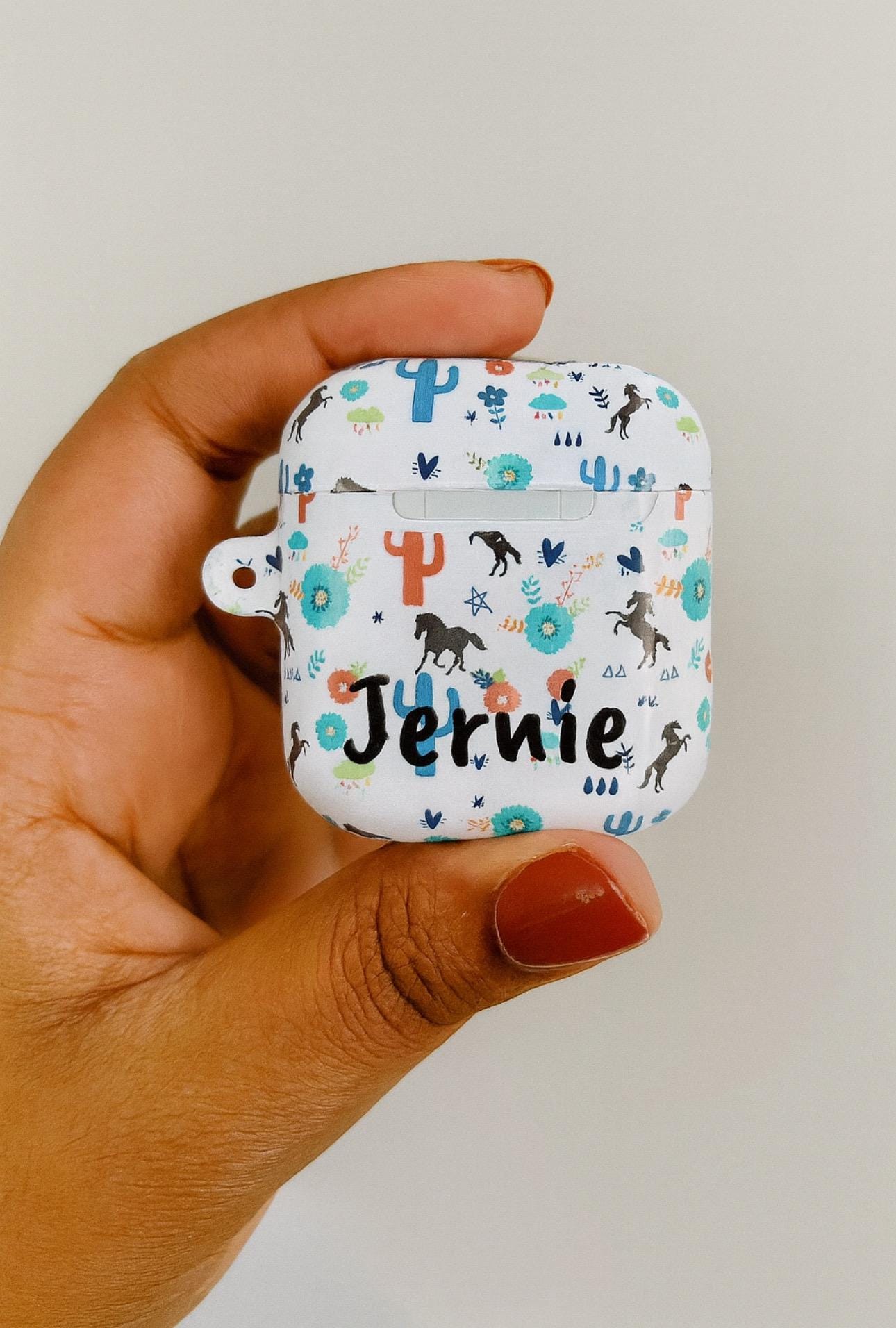 Personalized Boho Horse AirPod Case: Western Cactus Print Tech Gift -Razels
