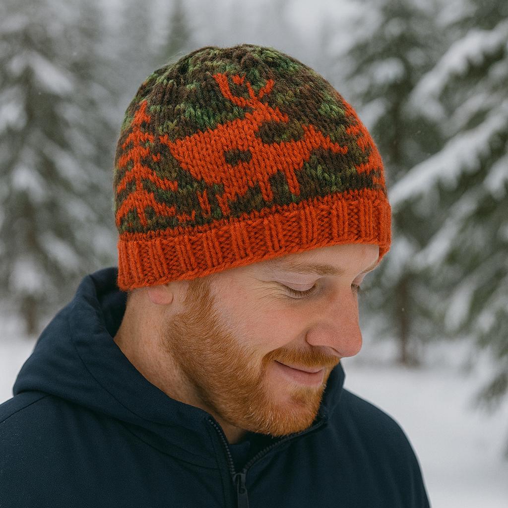 Camo Knit Beanie: Funny Deer Hunting Gift, Fornicating Deer hat -Razels