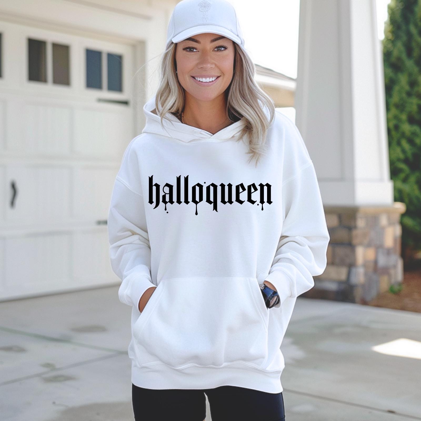 Halloqueen Halloween Hoodie, Orange Gothic Sweatshirt, Cozy Unisex Hoodie for Fall -Razels