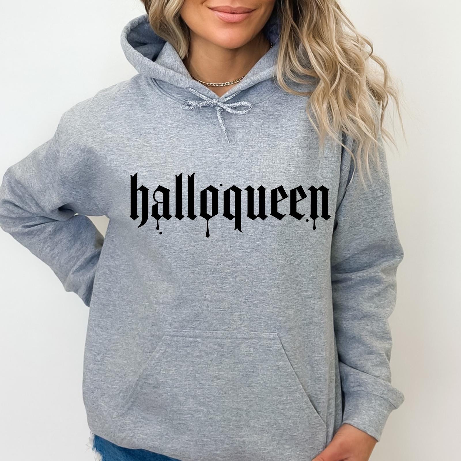 Halloqueen Halloween Hoodie, Orange Gothic Sweatshirt, Cozy Unisex Hoodie for Fall -Razels