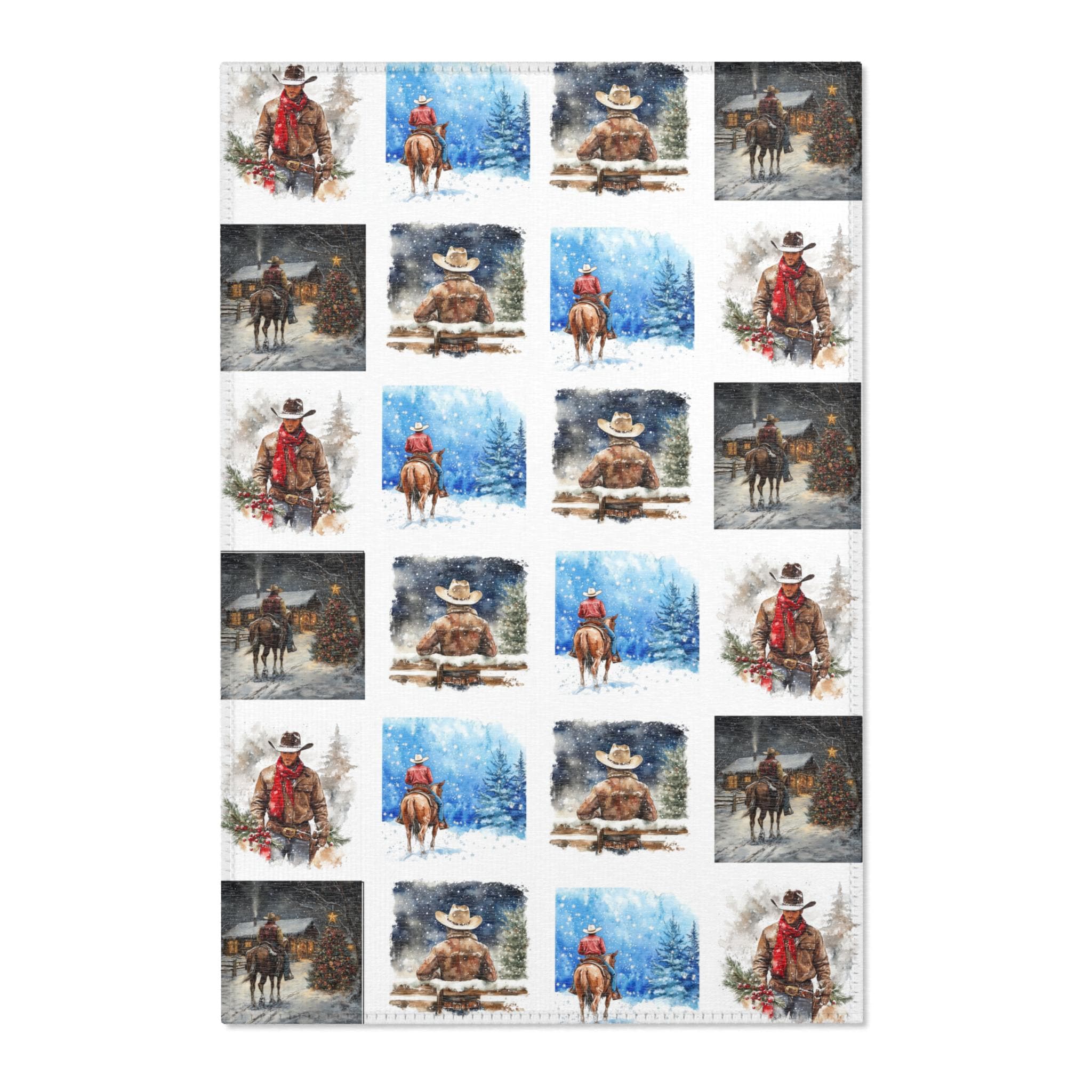 Cowboy Christmas Rug: Rustic Western Holiday Decor -Razels