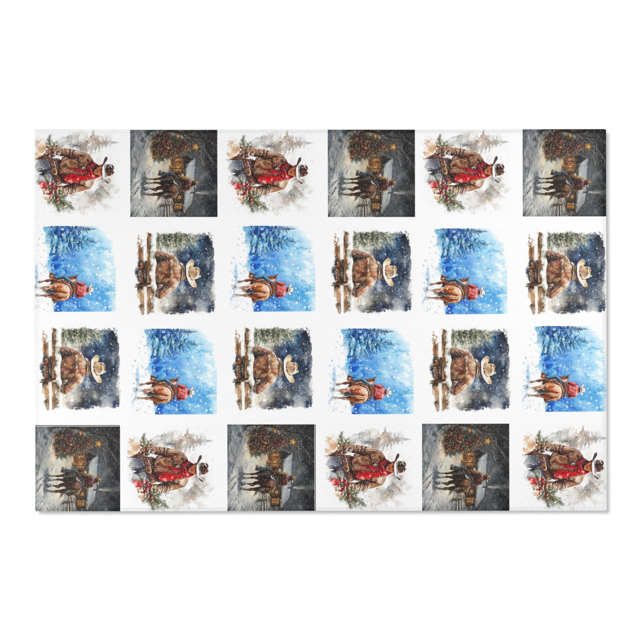 Cowboy Christmas Rug: Rustic Western Holiday Decor -Razels