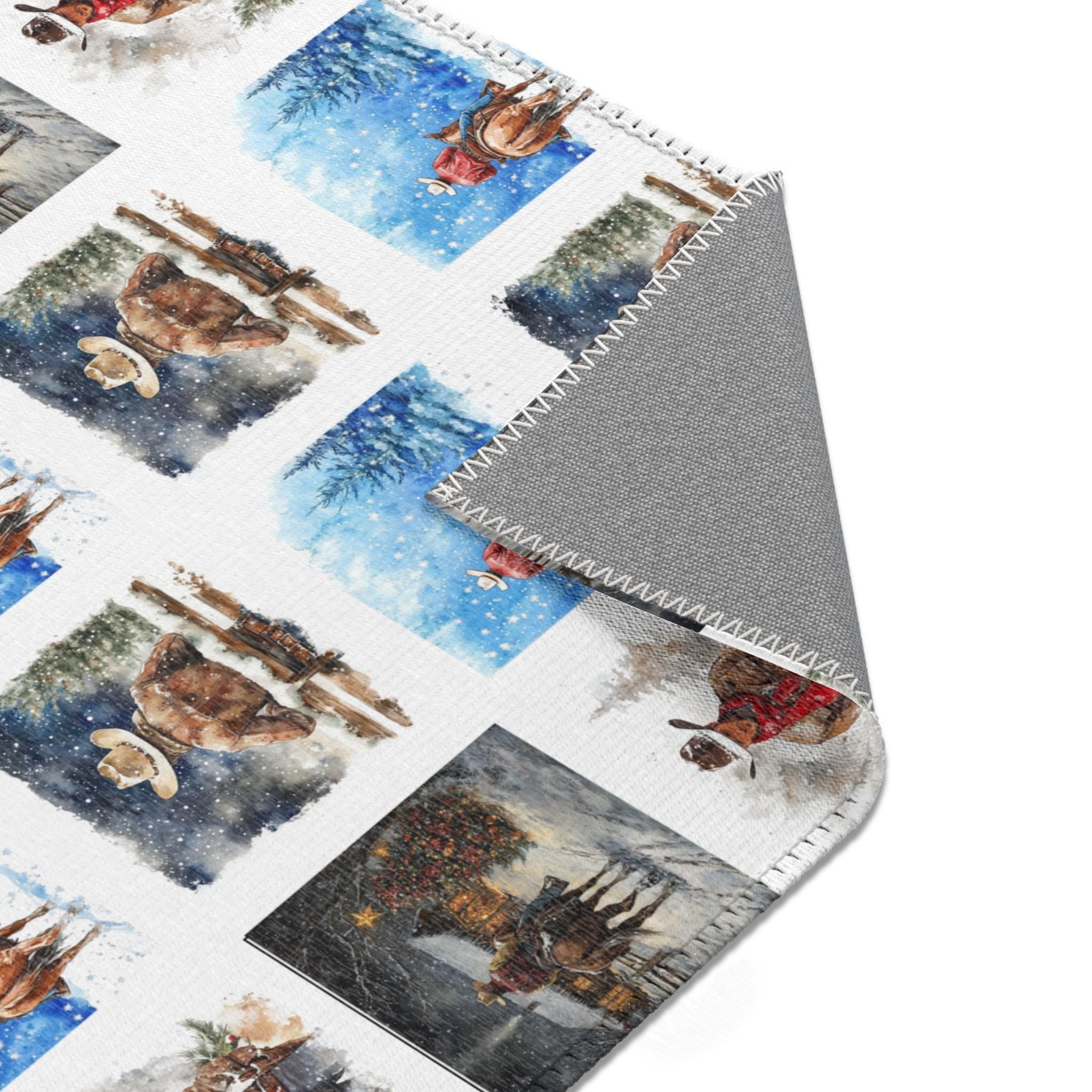 Cowboy Christmas Rug: Rustic Western Holiday Decor -Razels