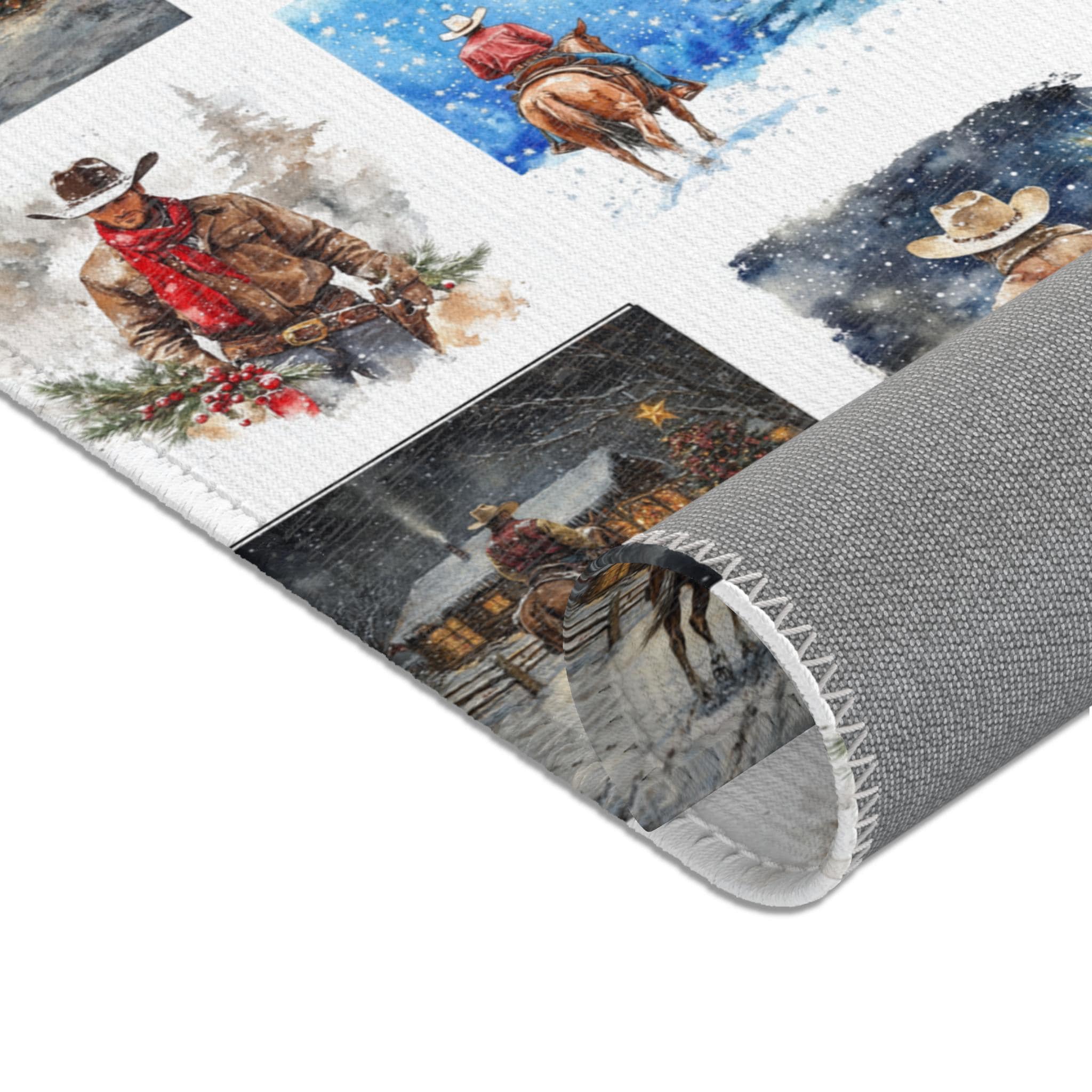 Cowboy Christmas Rug: Rustic Western Holiday Decor -Razels