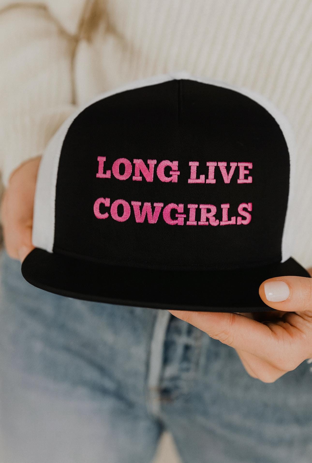 Long Live Cowgirls Trucker Hat - 5 Panel Western Cap, Retro Snapback for Rodeo & Country Concert Summer Outfit -Razels