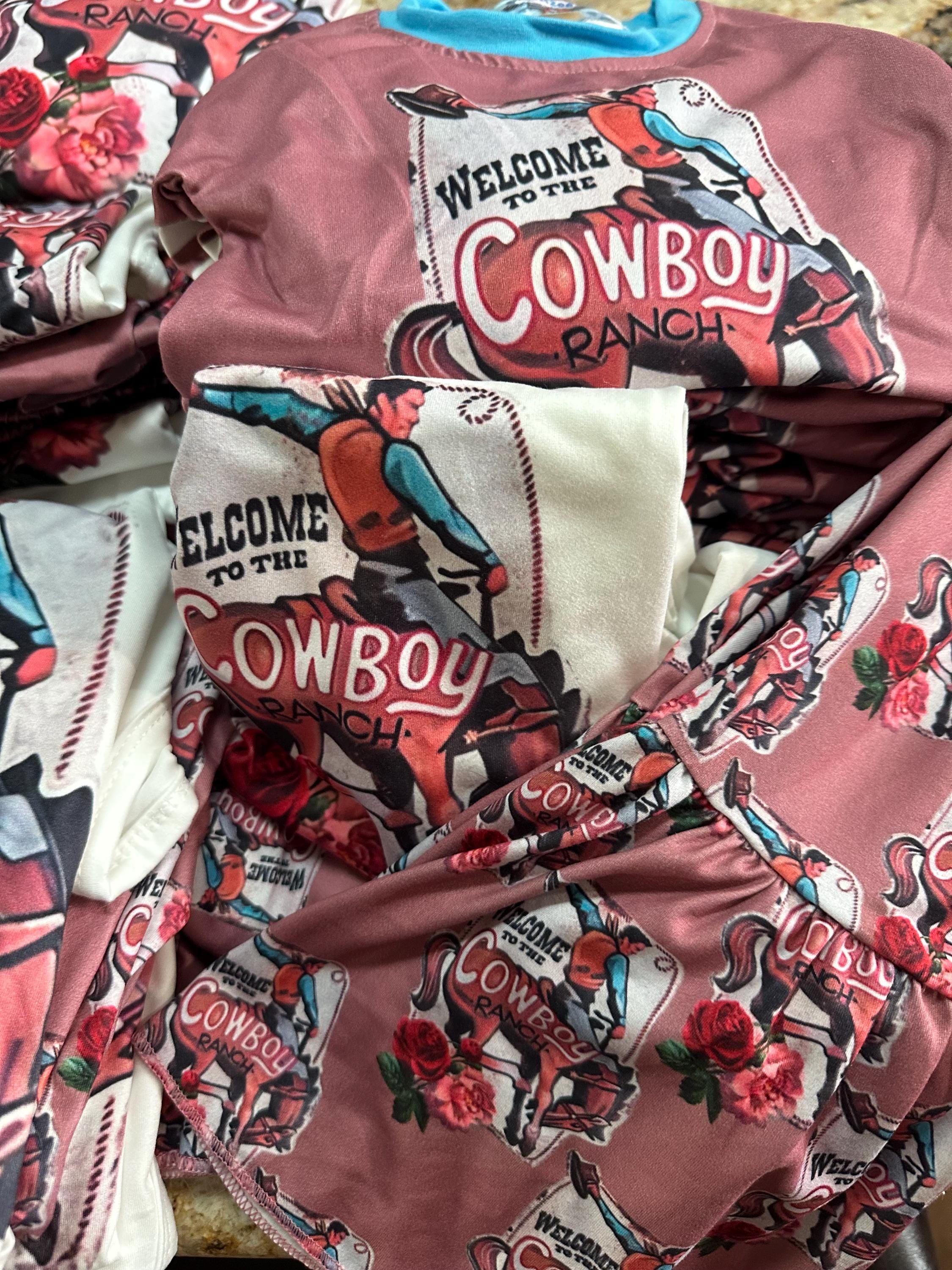 Cowboy Ranch Cowgirl Matching Sister Outfits - Western Bell Bottoms & Onsie -Razels