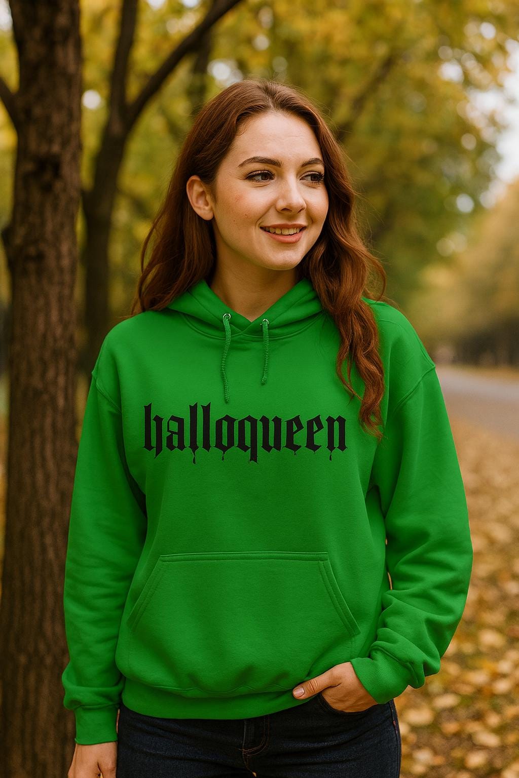 Halloqueen Halloween Hoodie, Orange Gothic Sweatshirt, Cozy Unisex Hoodie for Fall -Razels