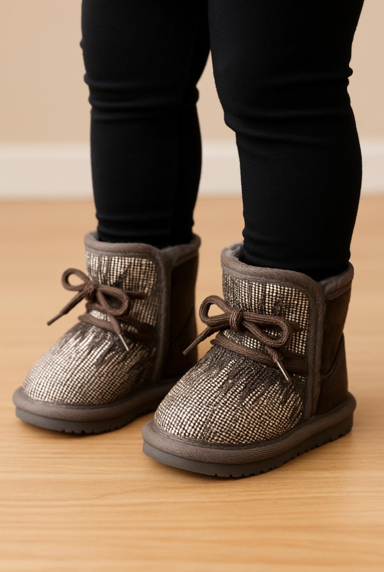 CLEARANCE Glitter Winter Boots for Girls – Furry Lined, Side Zipper – Sparkly Toddler Boots -Razels