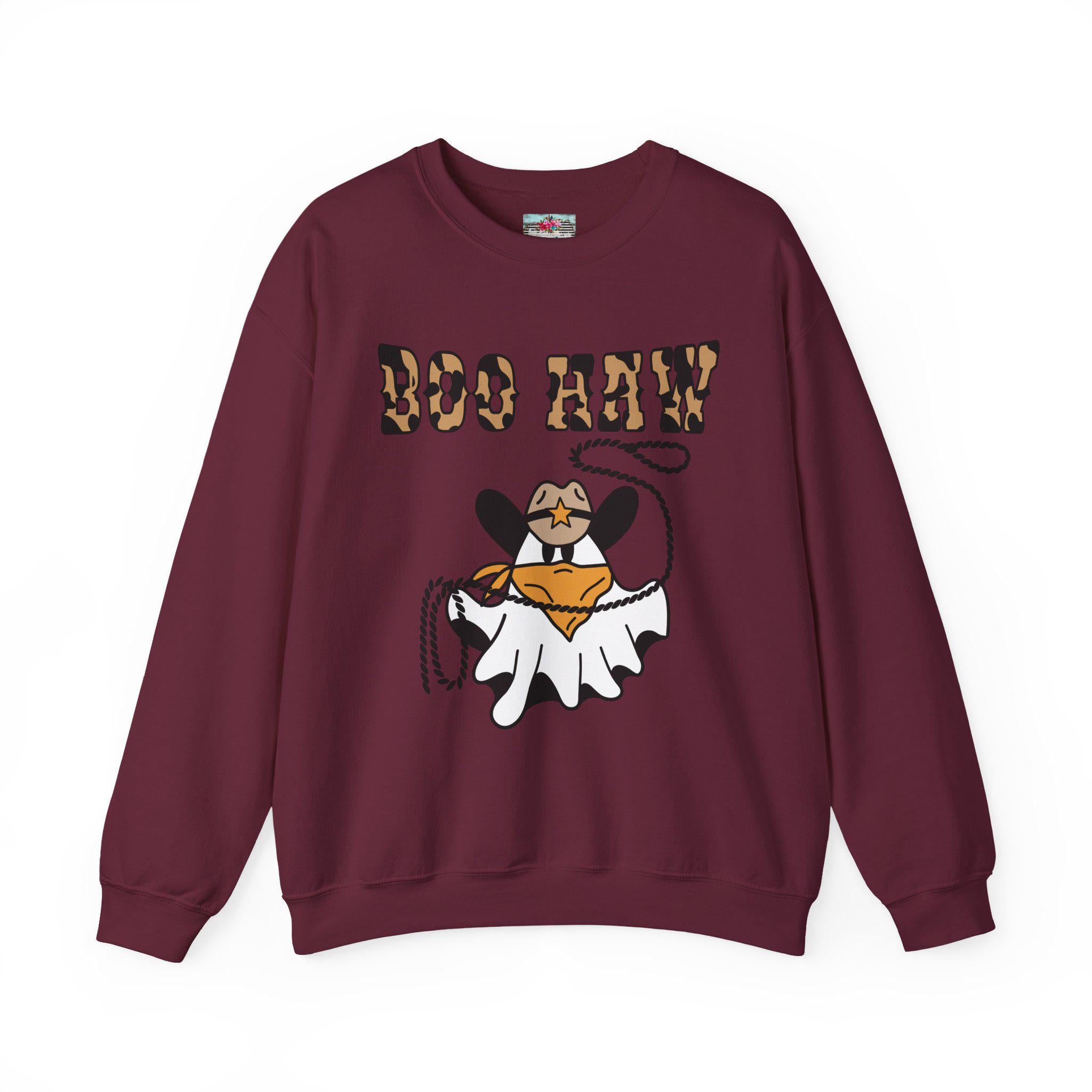 Spooky Cowgirl Ghost Sweatshirt: Western Boo Haw Halloween Fleece Crewneck -Razels