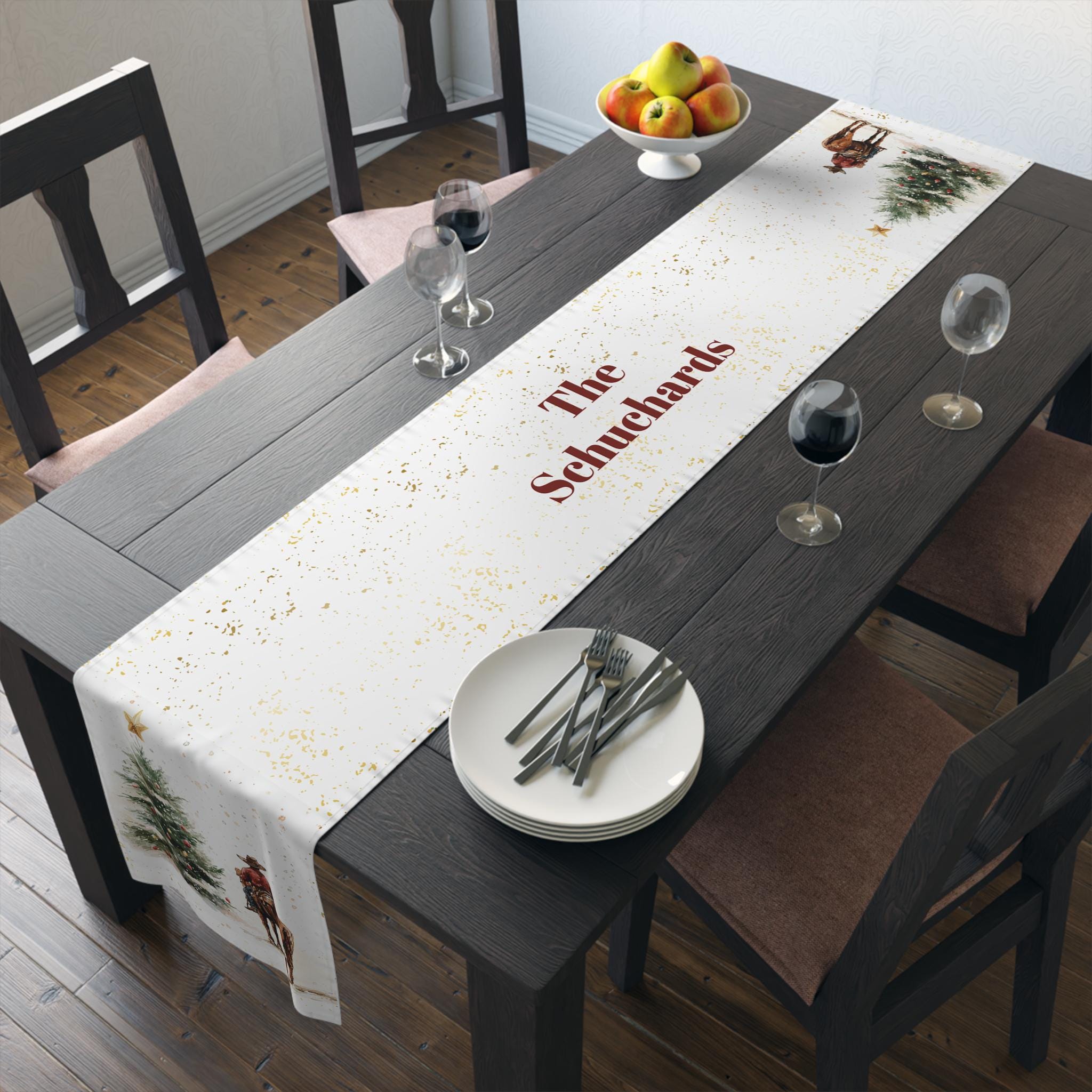 Cowboy Christmas Table Runner, Western Holiday Decor, Rustic Farmhouse Table Accent -Razels